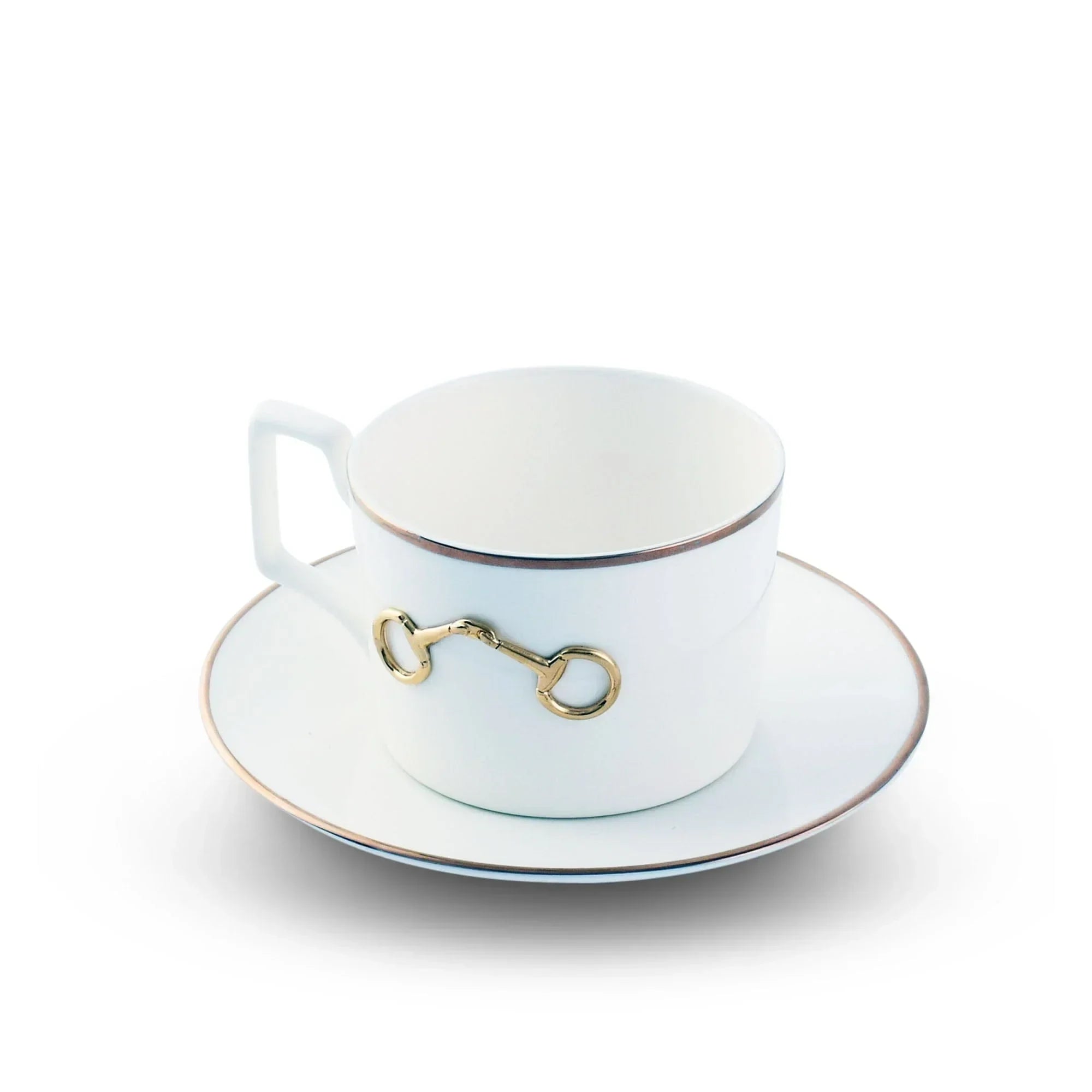 Gold Bit Bone China Cup and Saucer Gold Rim - The Mayfair Hall