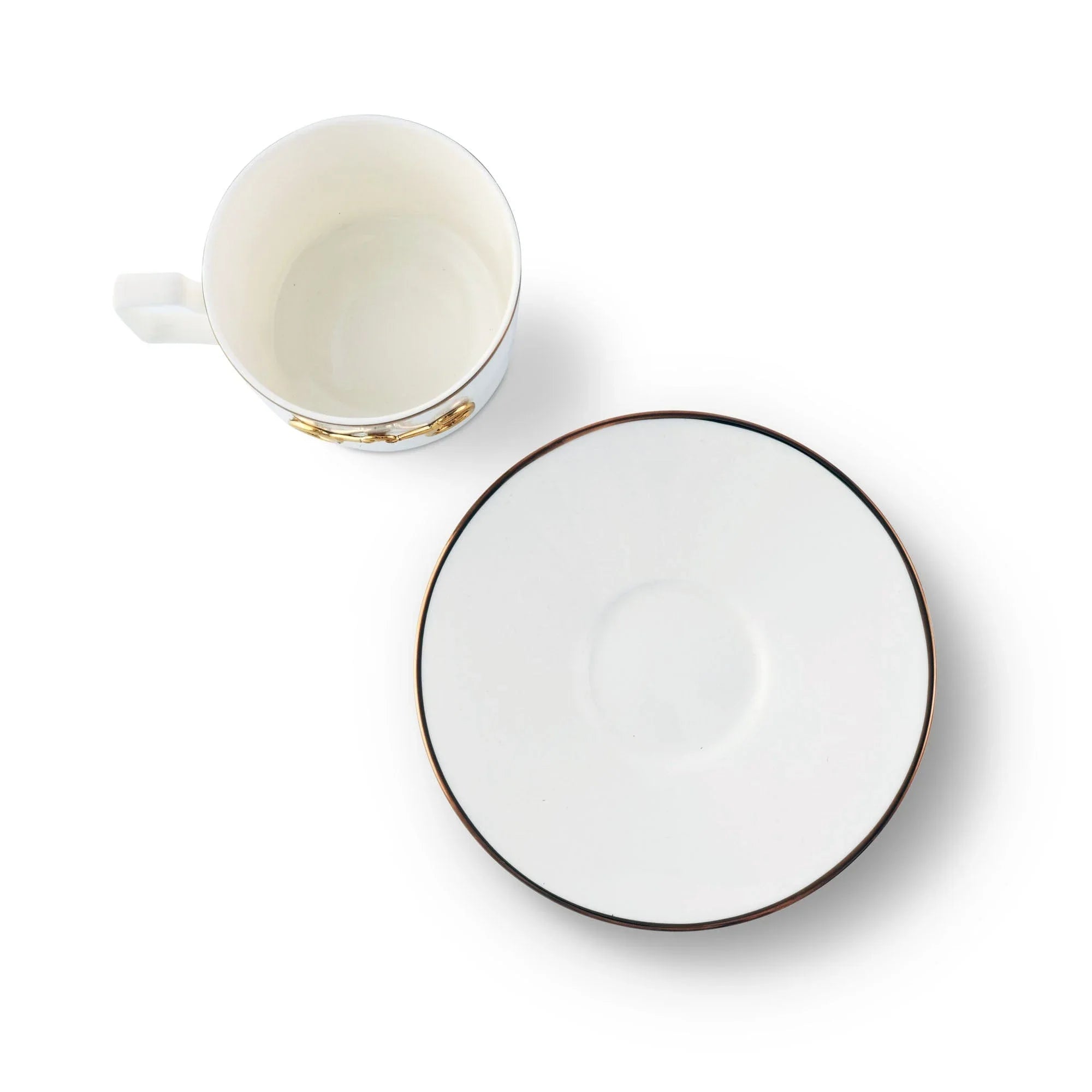 Gold Bit Bone China Cup and Saucer Gold Rim - The Mayfair Hall
