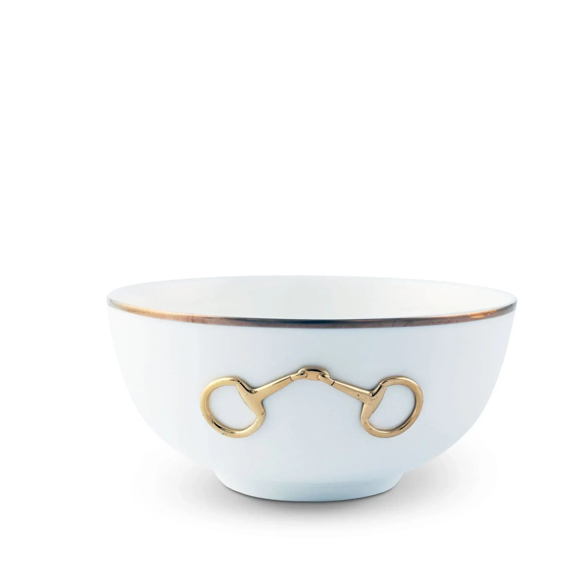 Gold Bit Bone China Round Cereal Bowl Gold Rim - The Mayfair Hall