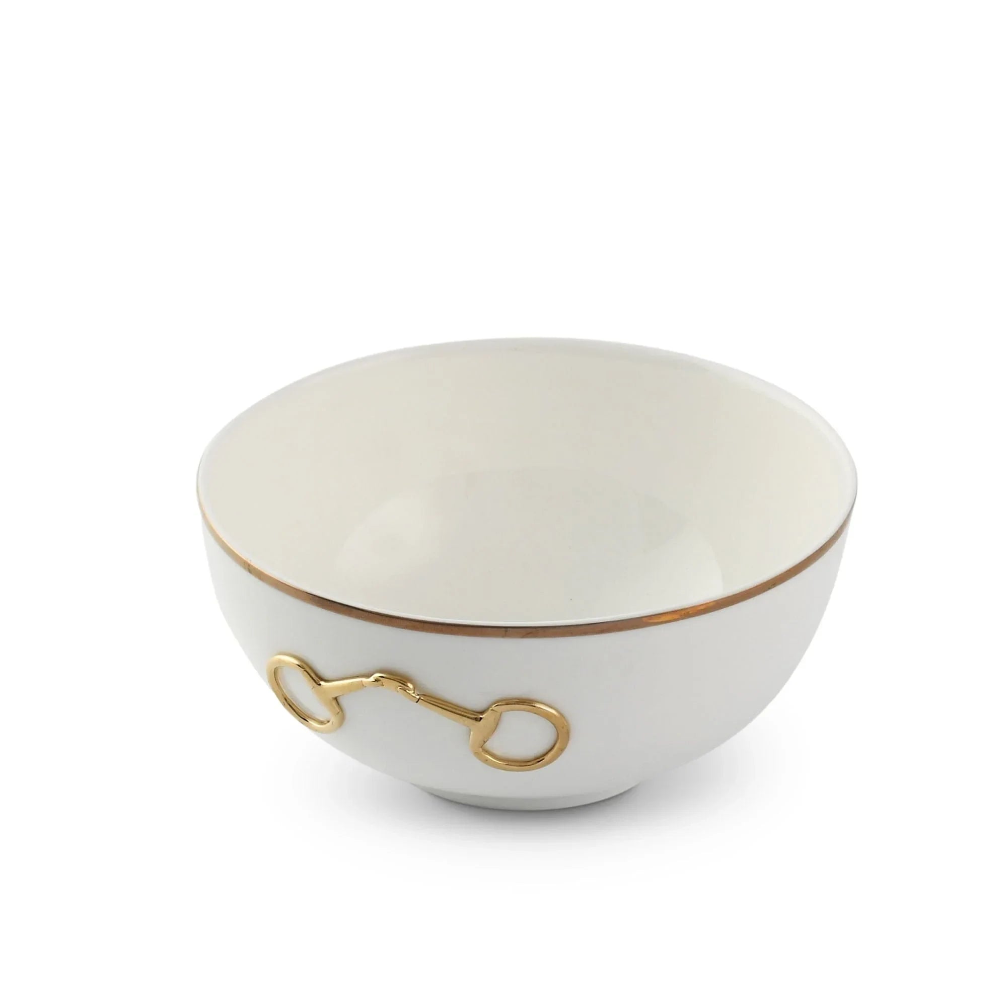 Gold Bit Bone China Round Cereal Bowl Gold Rim - The Mayfair Hall