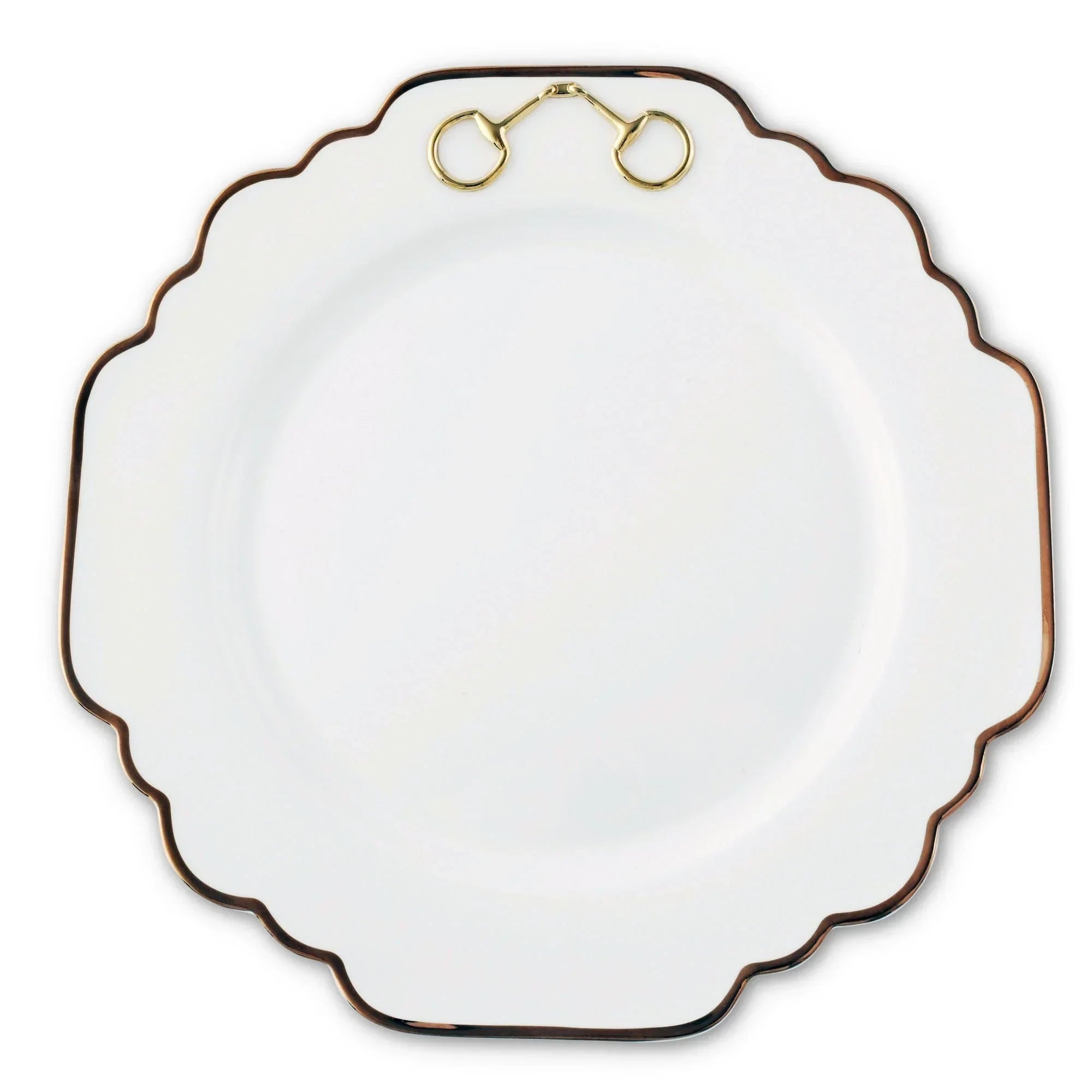 Gold Bit Bone China Scallop Dinner Plate Gold Rim - The Mayfair Hall