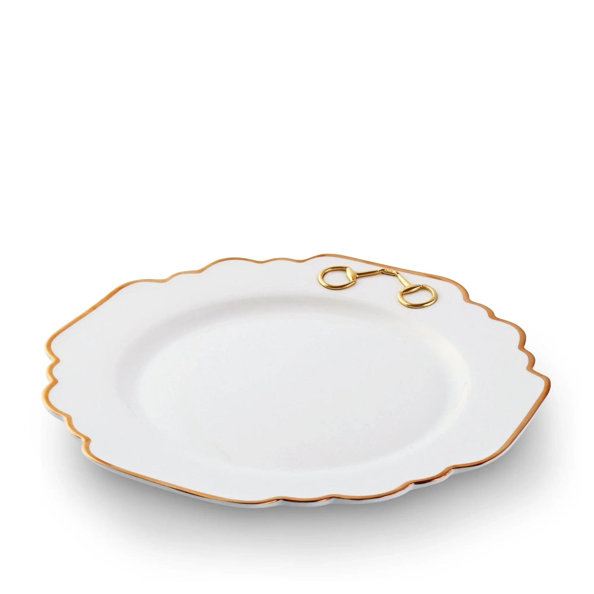 Gold Bit Bone China Scallop Dinner Plate Gold Rim - The Mayfair Hall