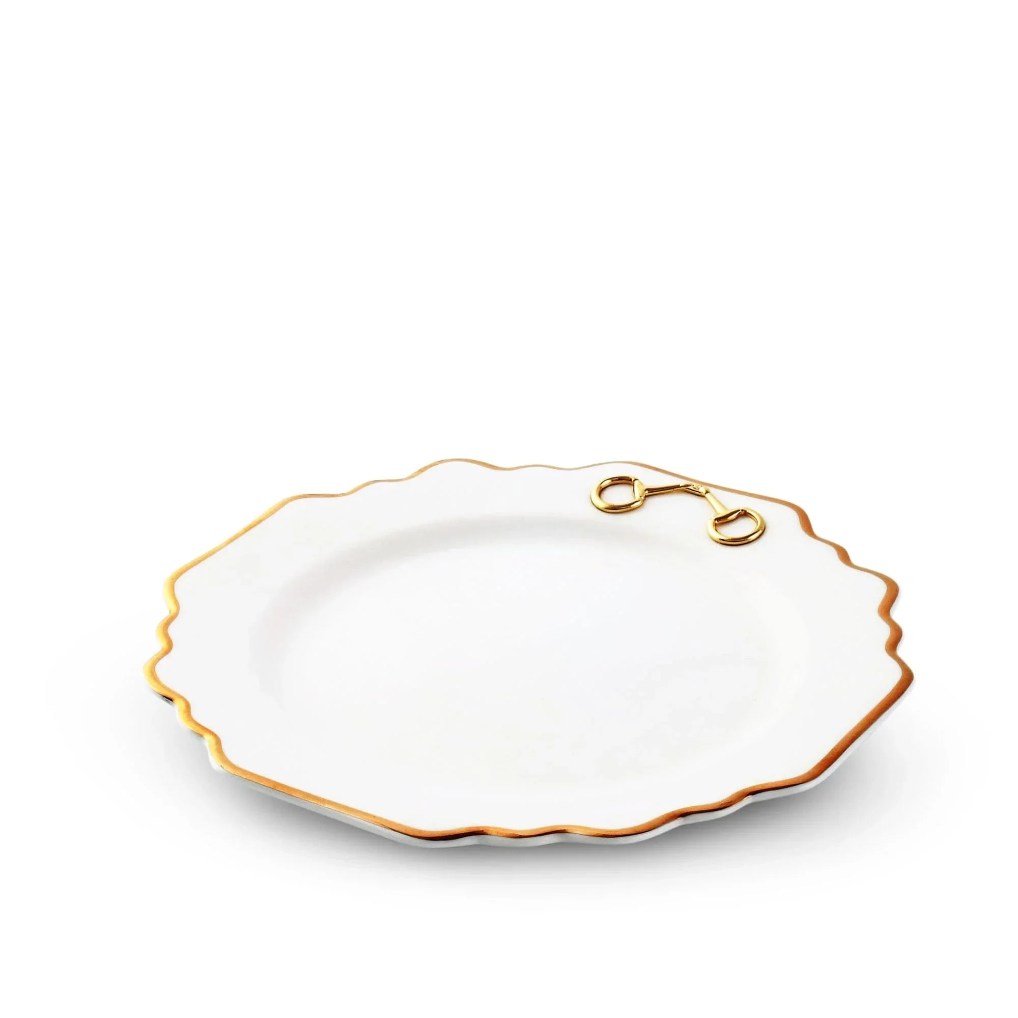 Gold Bit Bone China Scallop Salad Plate Gold Rim - The Mayfair Hall