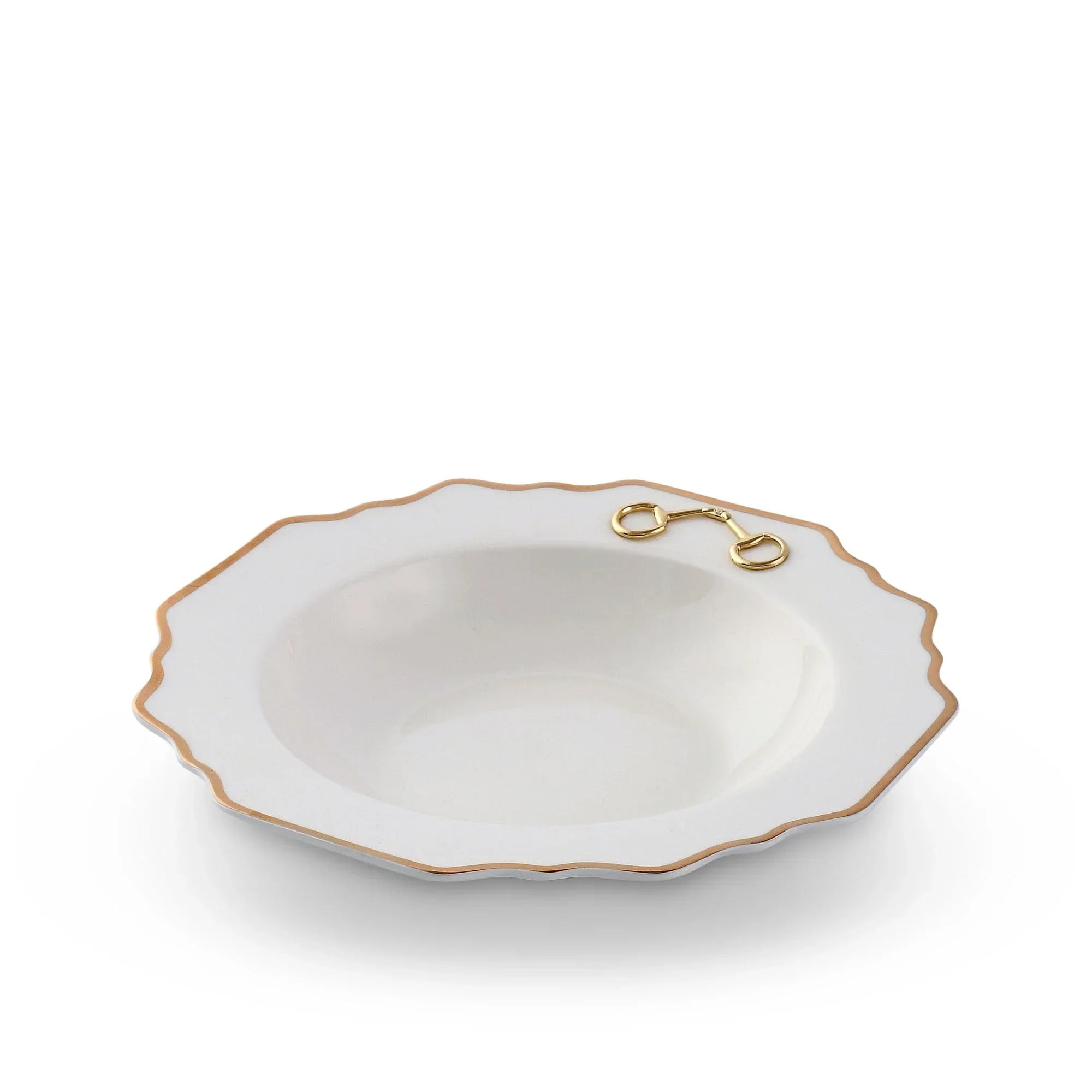 Gold Bit Bone China Scallop Soup Plate Gold Rim - The Mayfair Hall