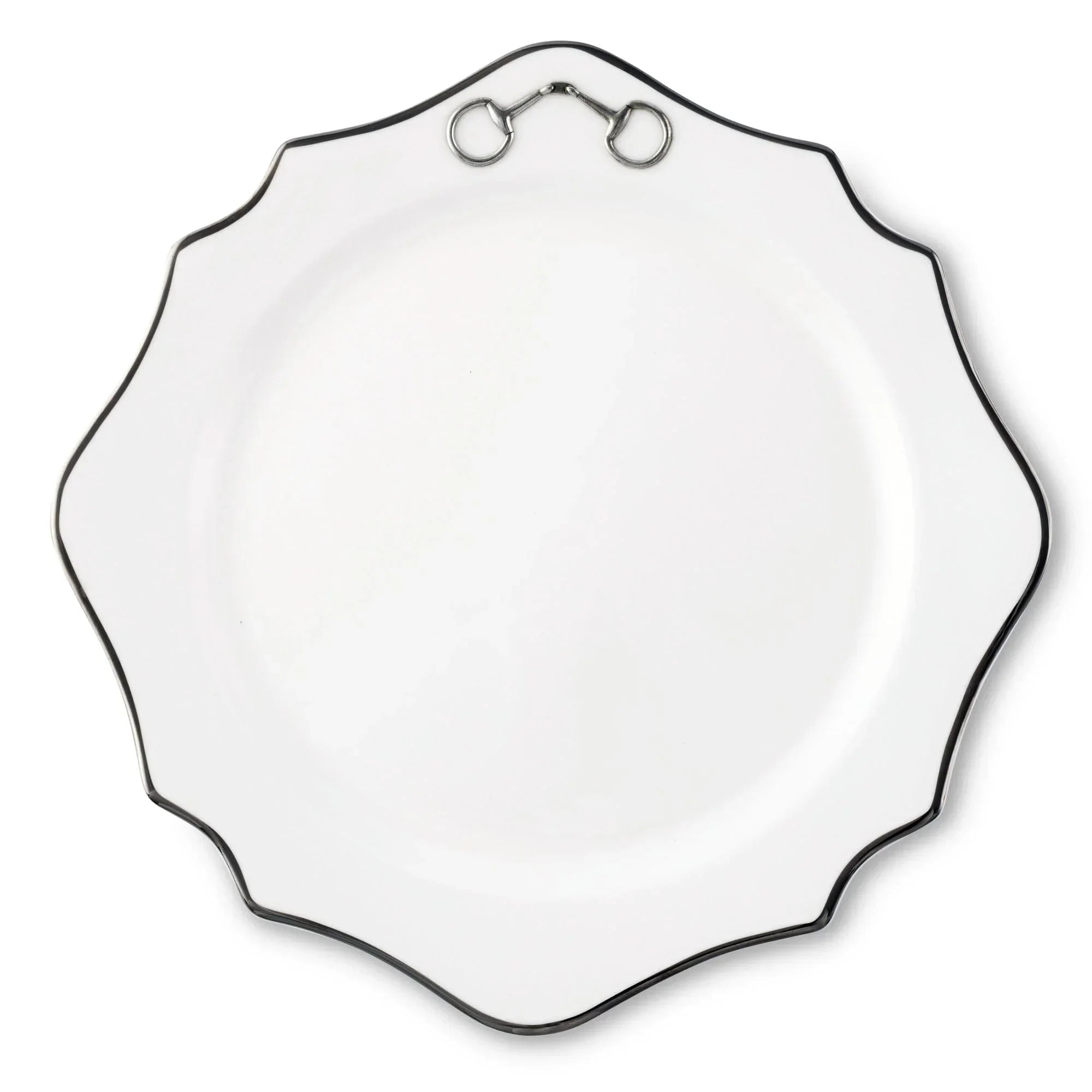 Pewter Bit Bone China Scallop Charger Plate Platinum Rim - The Mayfair Hall
