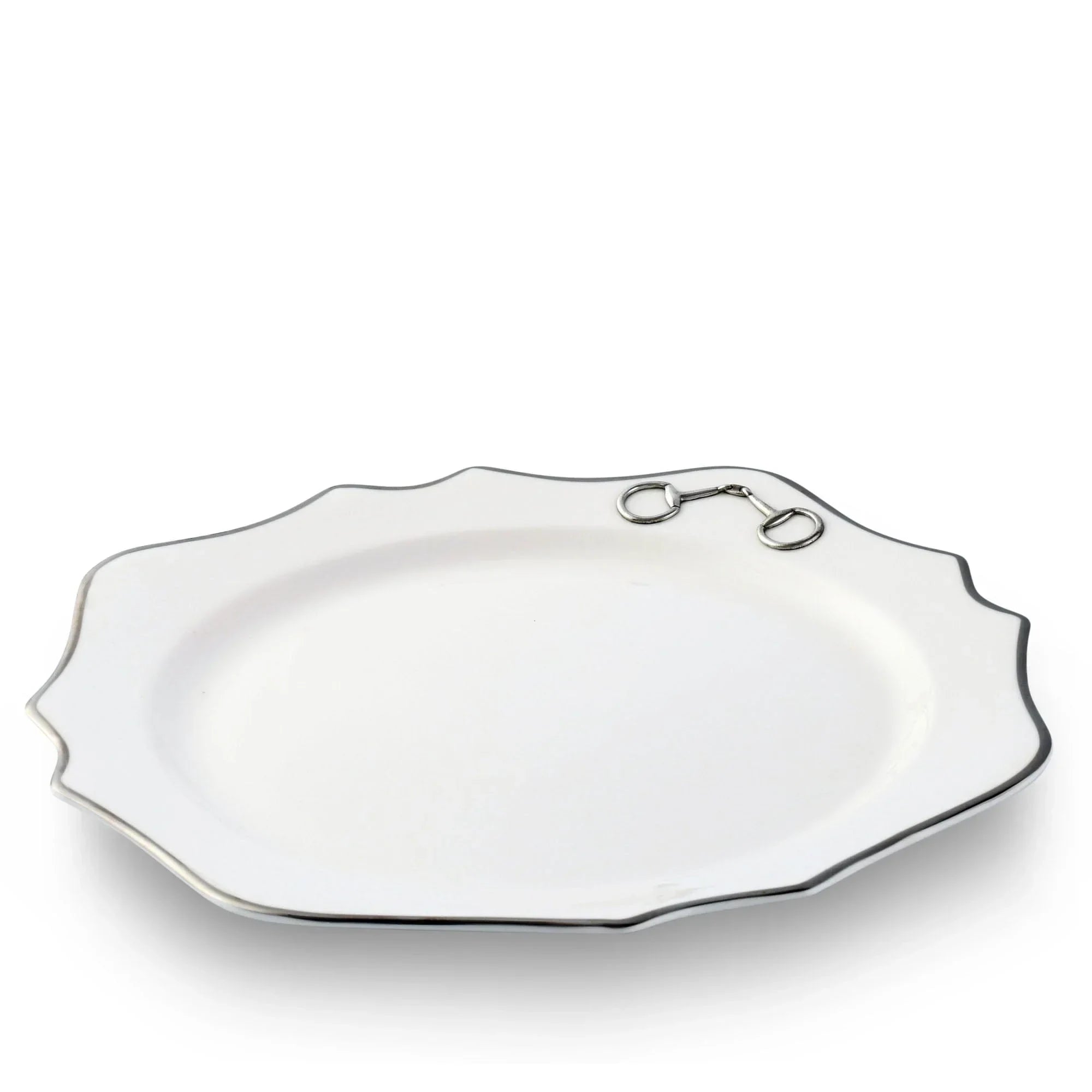 Pewter Bit Bone China Scallop Charger Plate Platinum Rim - The Mayfair Hall