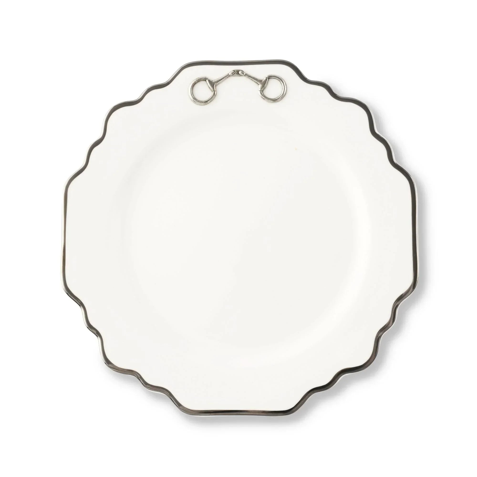 Pewter Bit Bone China Scallop Salad / Dessert Plate Platinum Rim - The Mayfair Hall