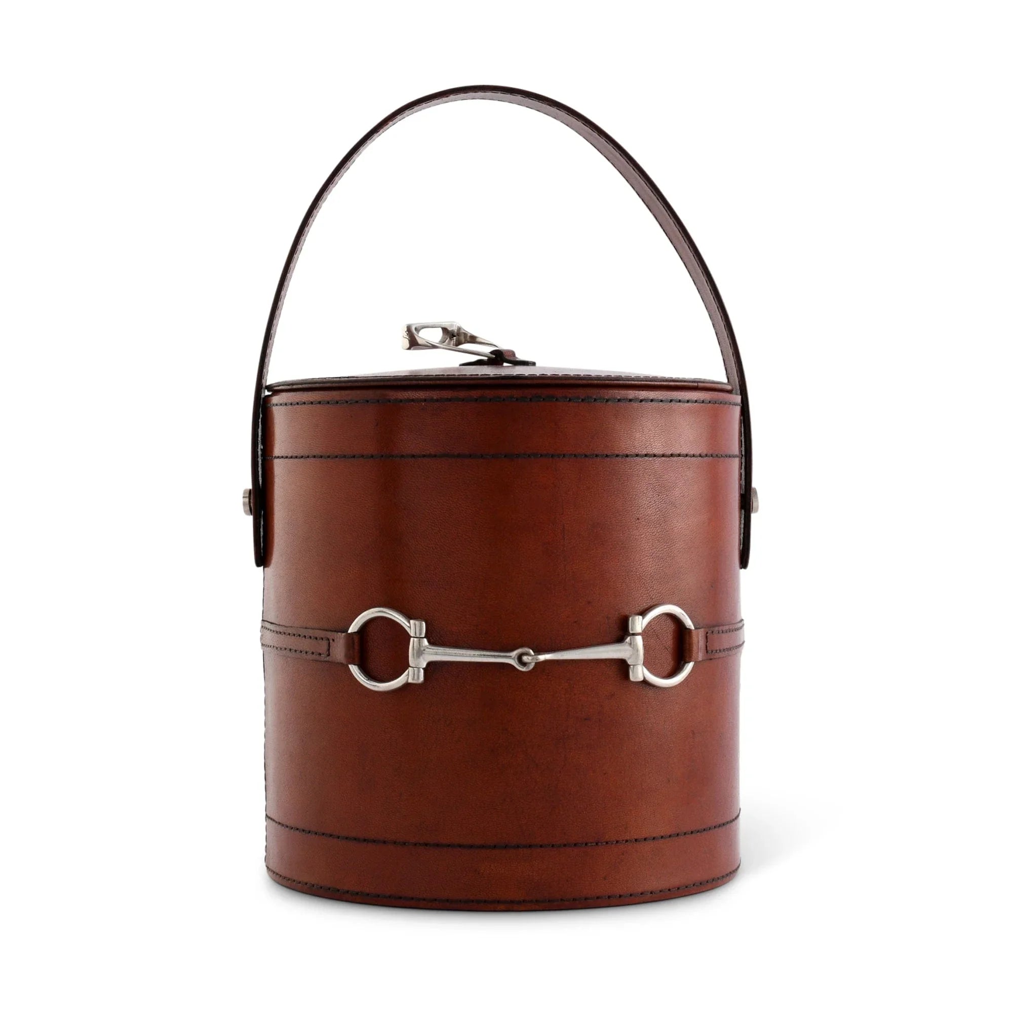 Premium Genuine Leather Bit Lidded Ice Bucket - The Mayfair Hall