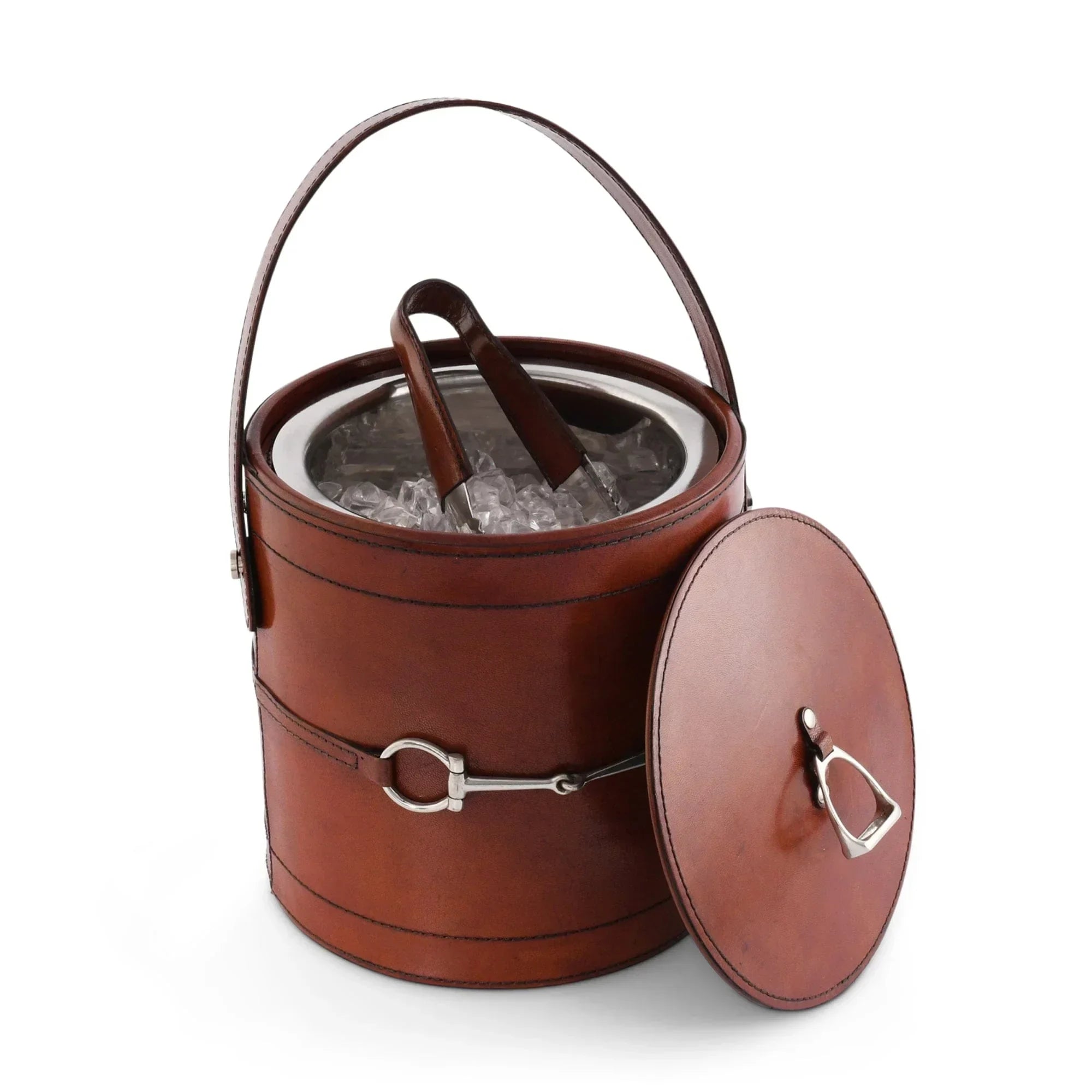 Premium Genuine Leather Bit Lidded Ice Bucket - The Mayfair Hall