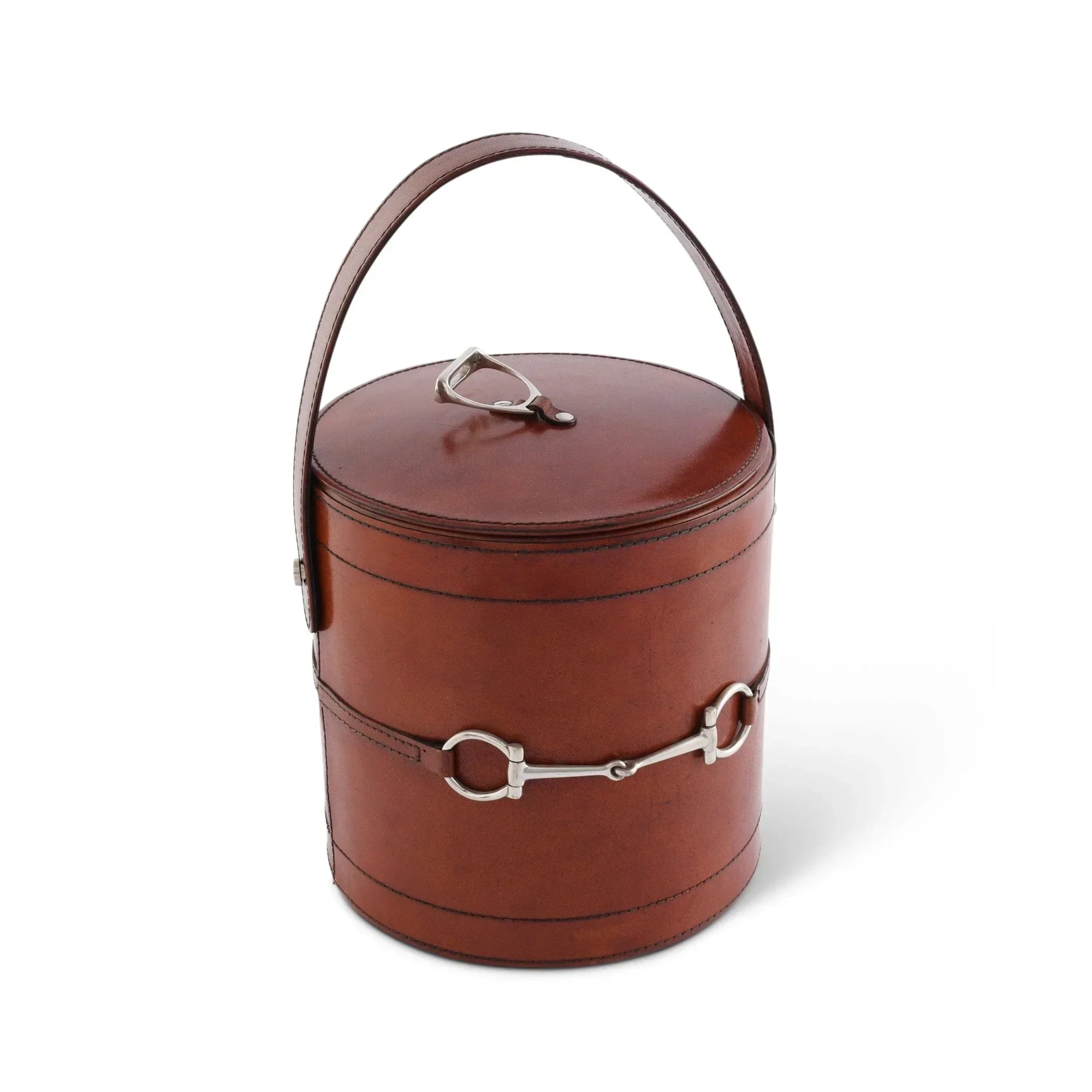 Premium Genuine Leather Bit Lidded Ice Bucket - The Mayfair Hall