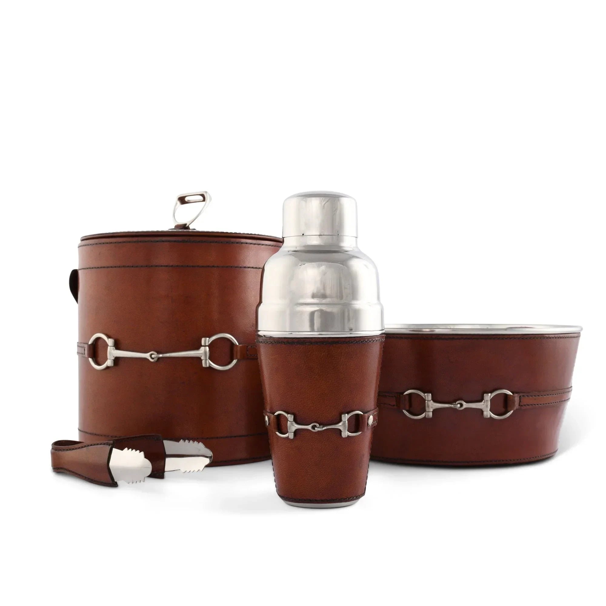 Premium Genuine Leather Bit Lidded Ice Bucket - The Mayfair Hall