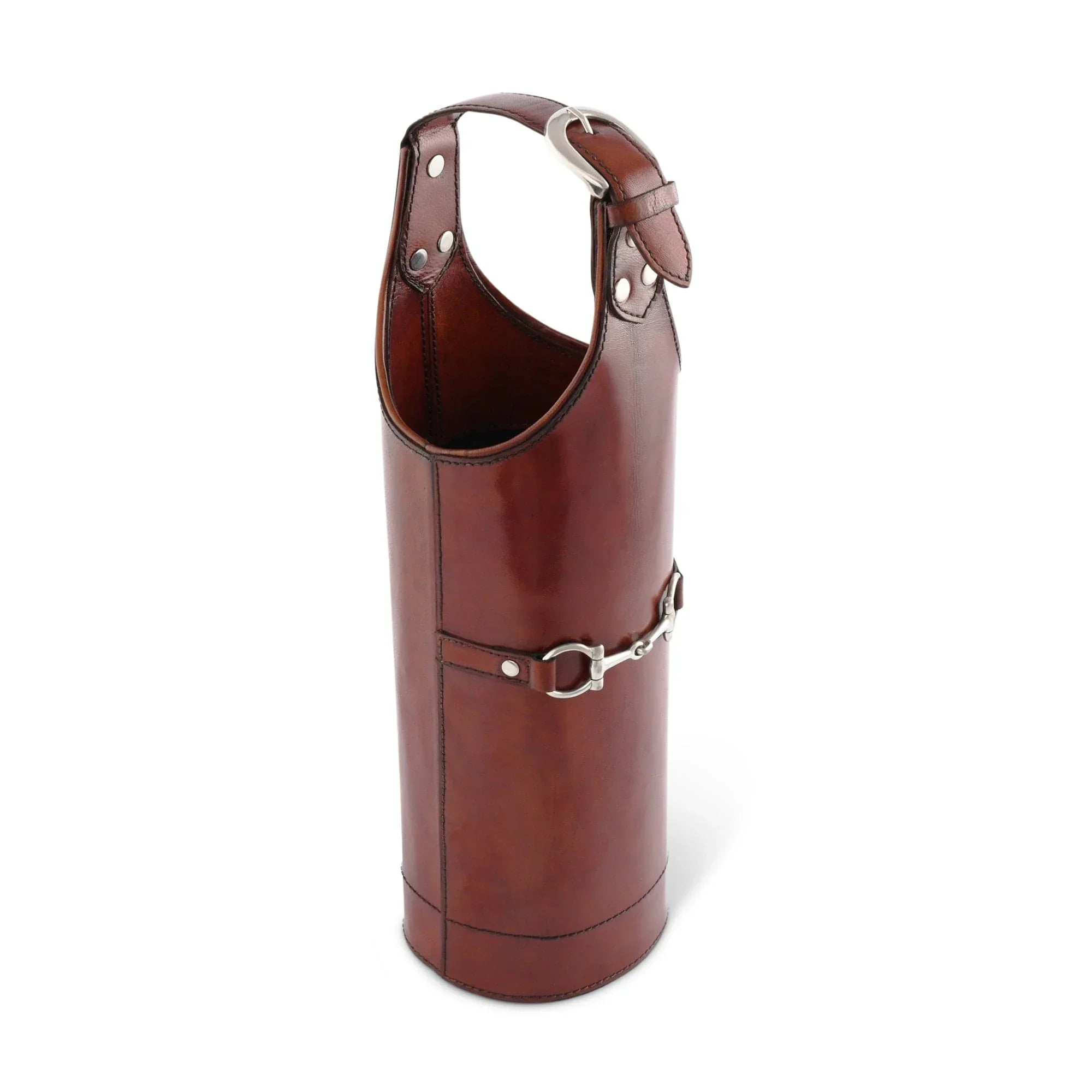 Premium Genuine Leather Bit Single Wine Bottle Carrier - The Mayfair Hall