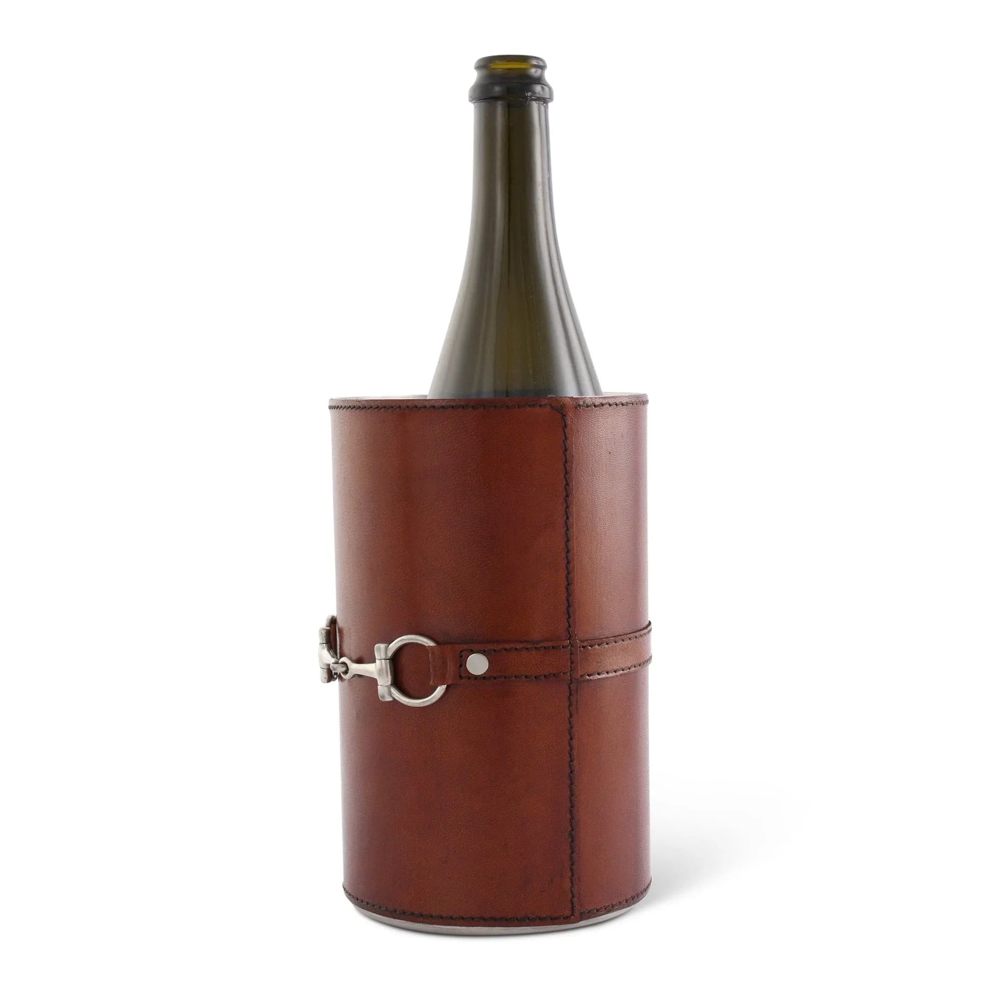 Premium Genuine Leather Bit Wine Bottle Chiller - Stainless Lined - The Mayfair Hall