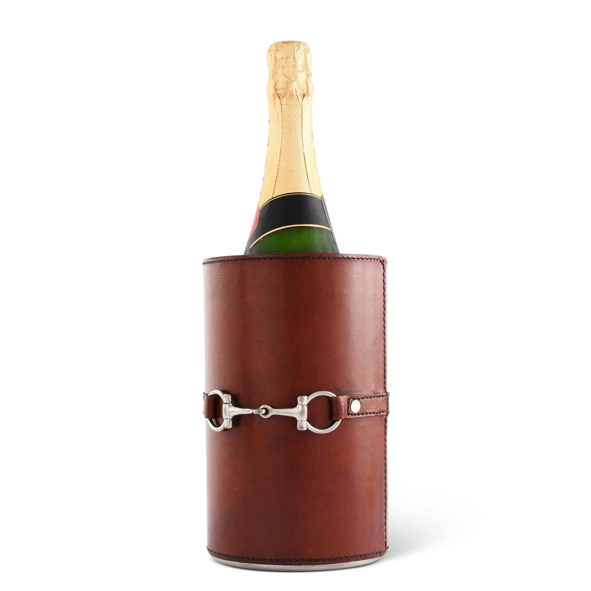 Premium Genuine Leather Bit Wine Bottle Chiller - Stainless Lined - The Mayfair Hall