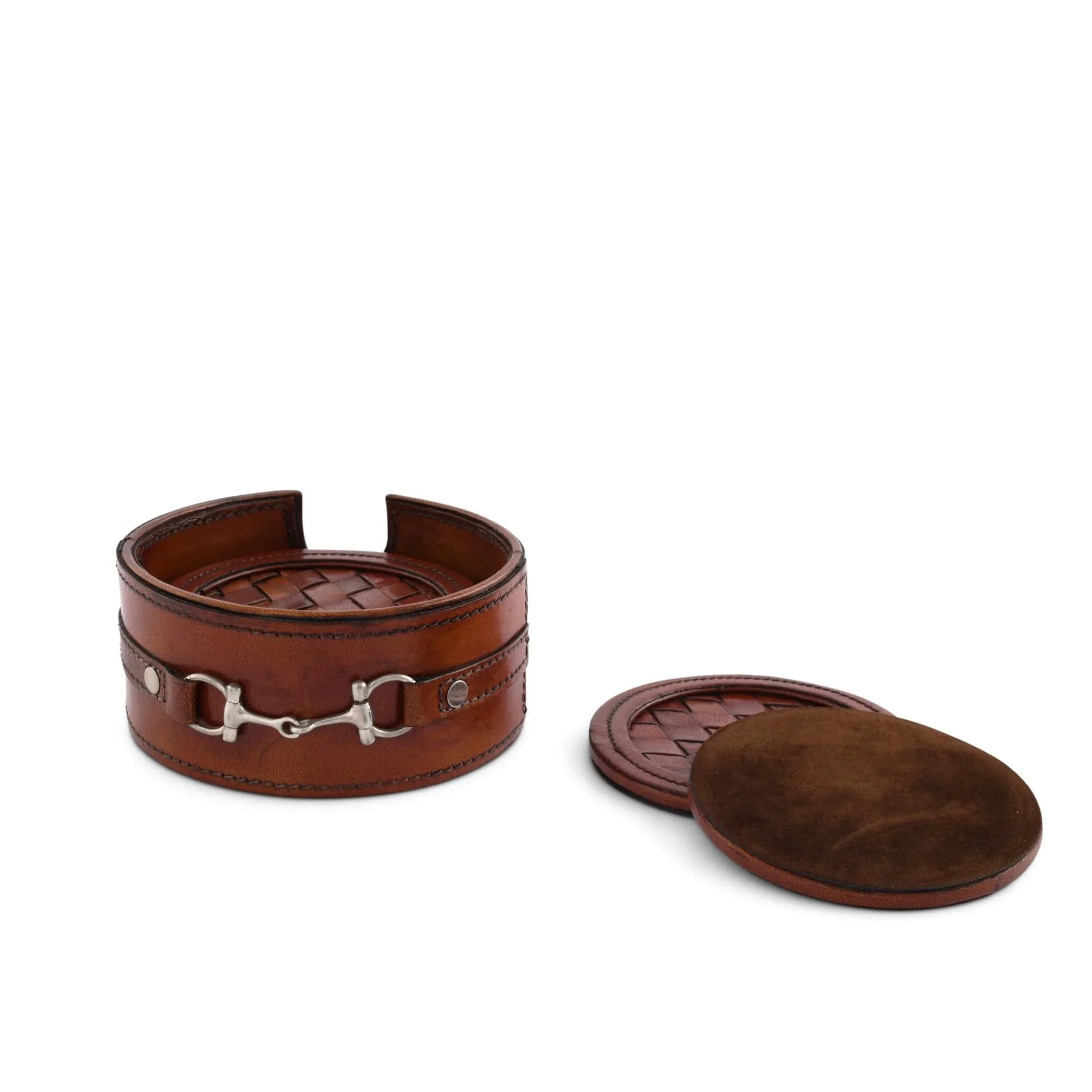 Premium Genuine Leather Coaster Set Bit - Set of 6 - The Mayfair Hall
