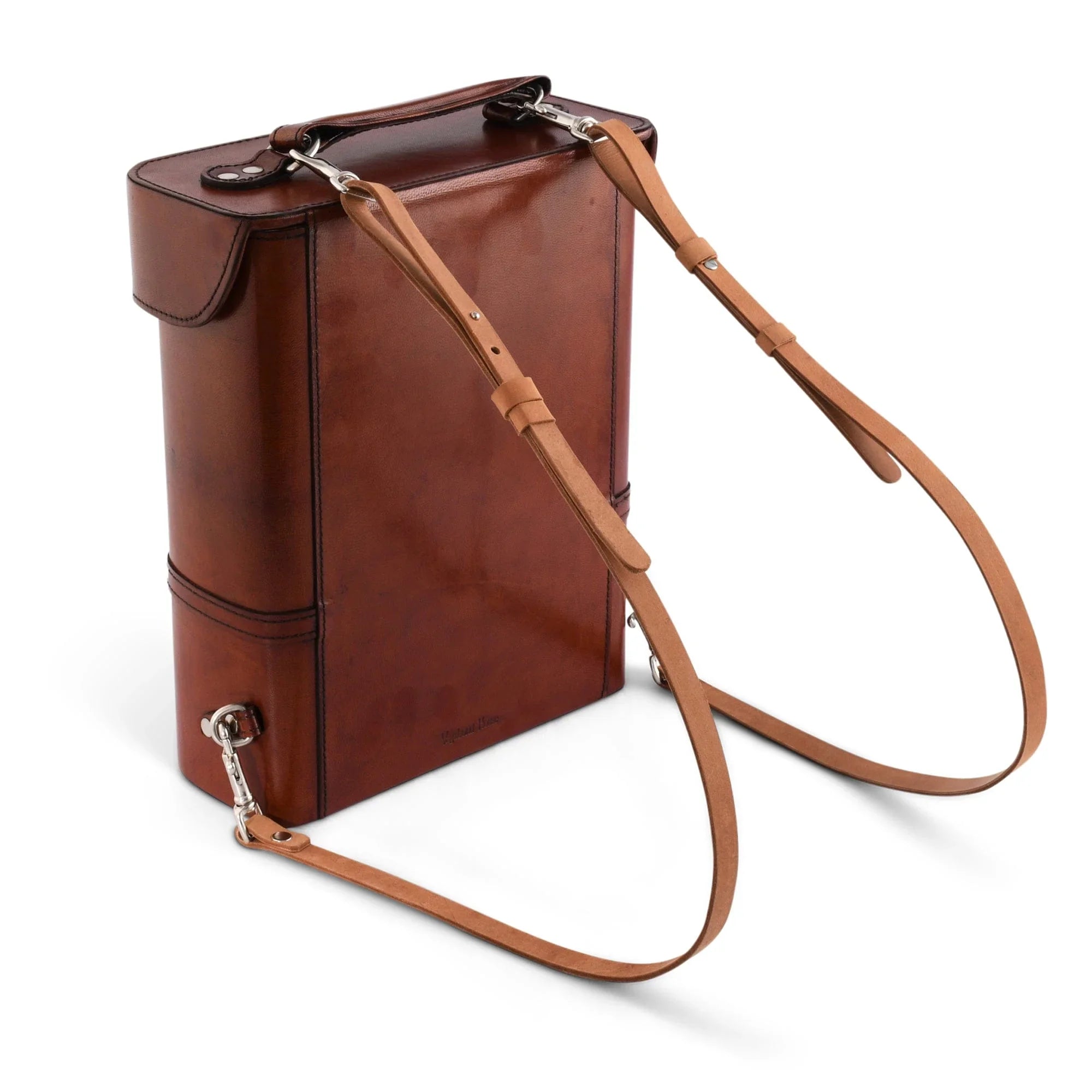 Premium Genuine Leather Double Wine Bottle Carrier / Tote with Bit Design - The Mayfair Hall
