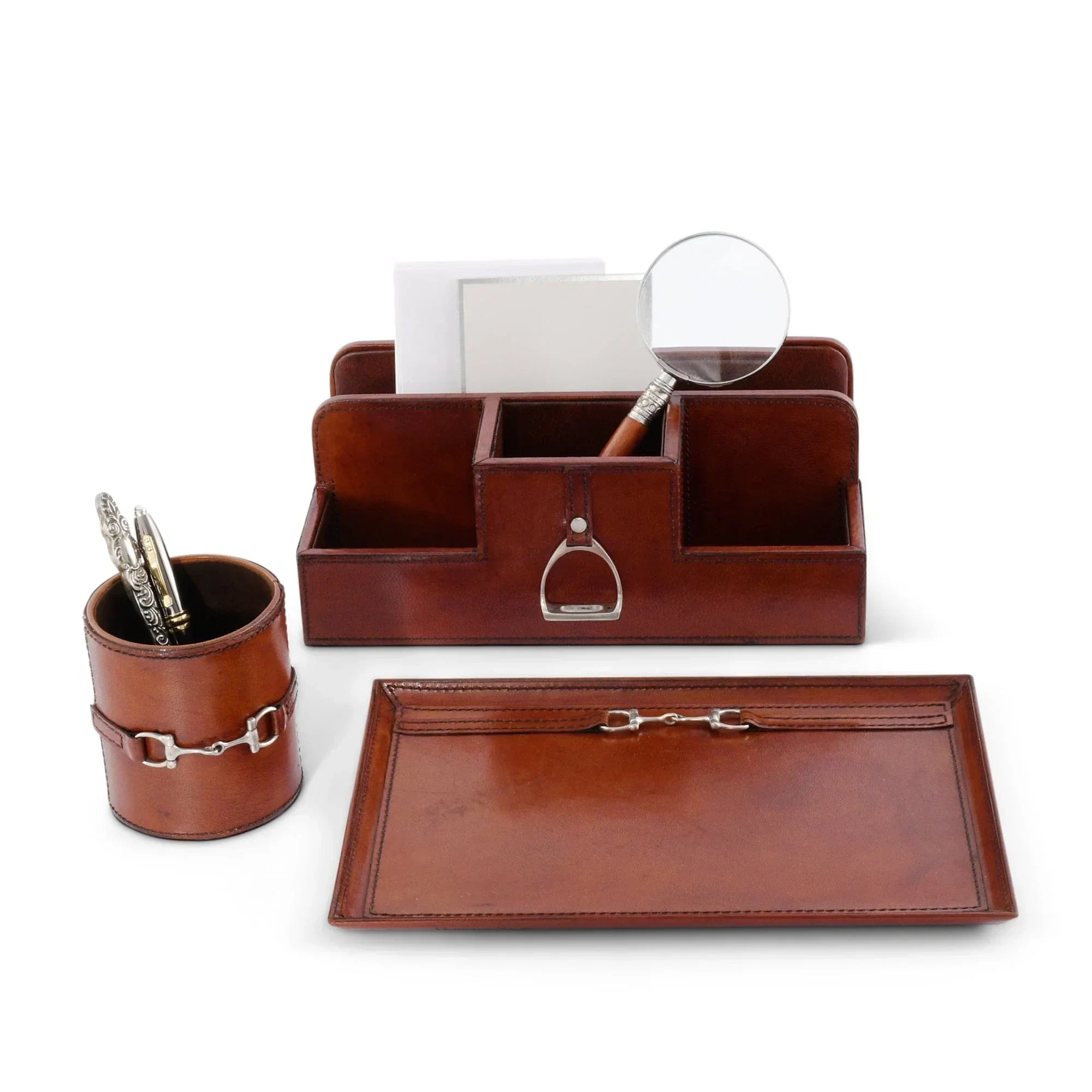 Premium Genuine Leather Equestrian Bit Catchall Tray - The Mayfair Hall