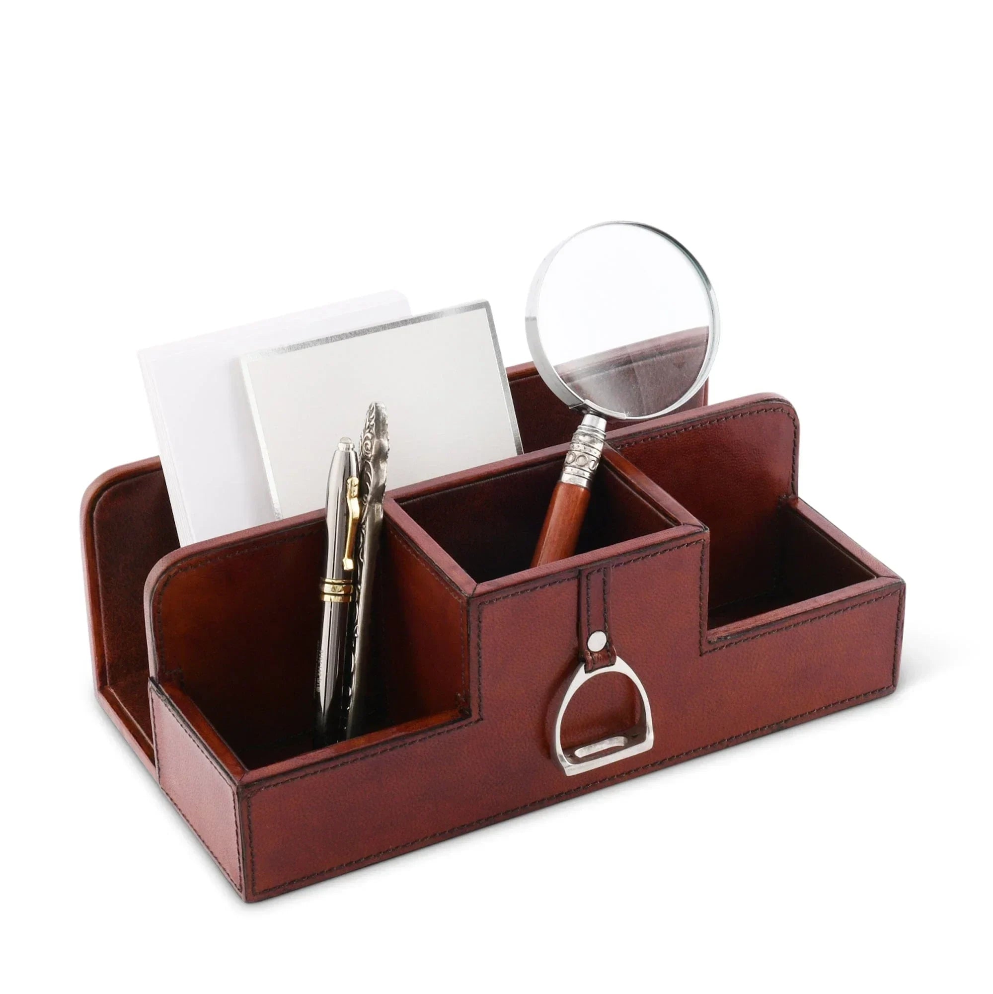Premium Genuine Leather Stirrup Desk Organizer for Office - The Mayfair Hall
