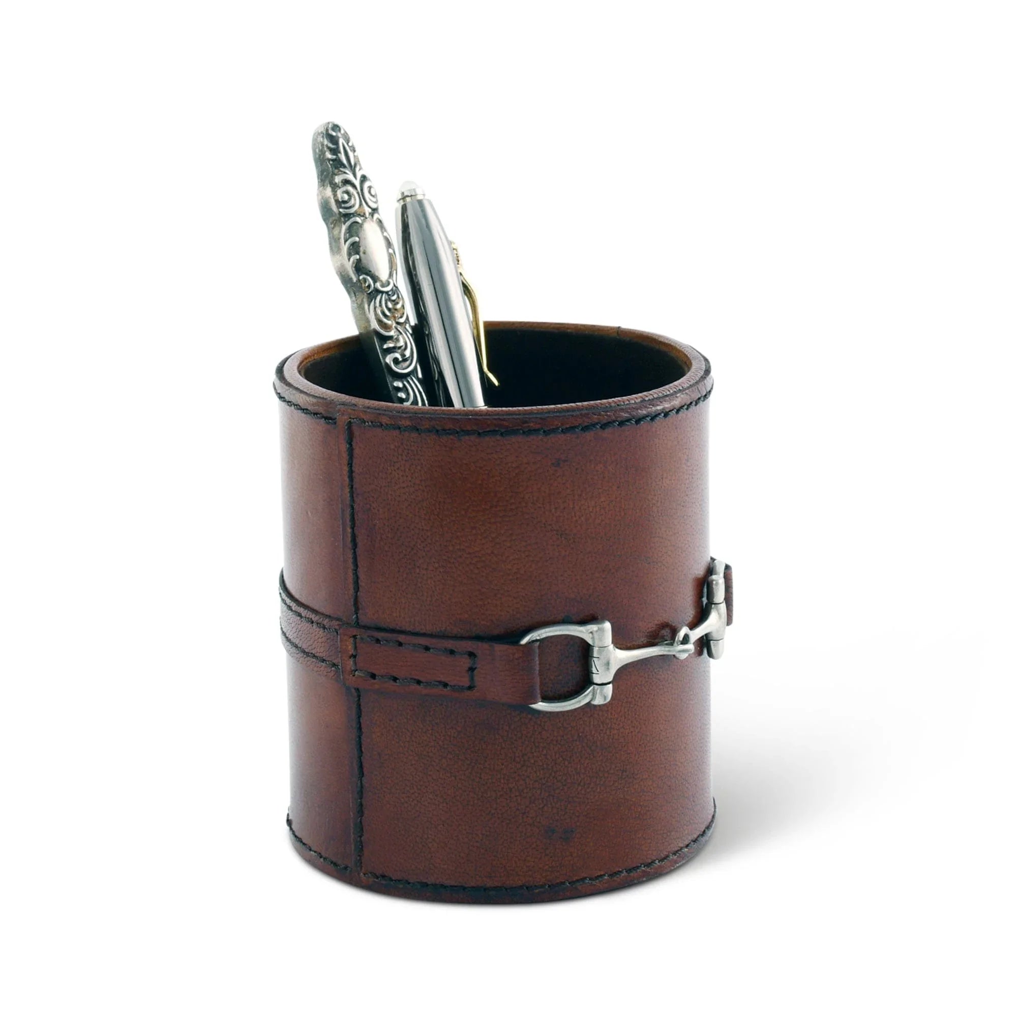 Premium Genuine Leather Stirrup Office Pen Holder - The Mayfair Hall