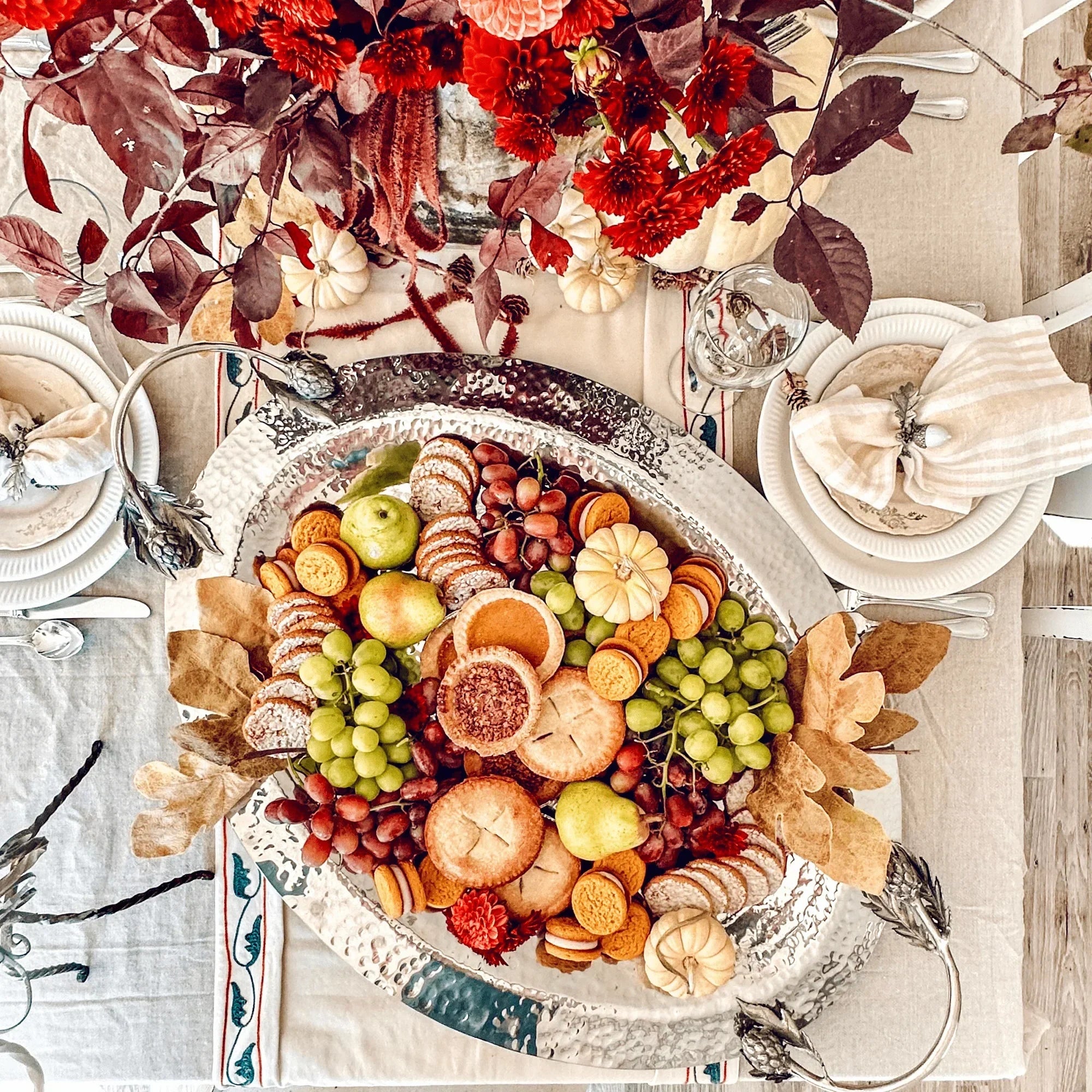 Artichoke Handle Large Steel Serving Tray - The Mayfair Hall