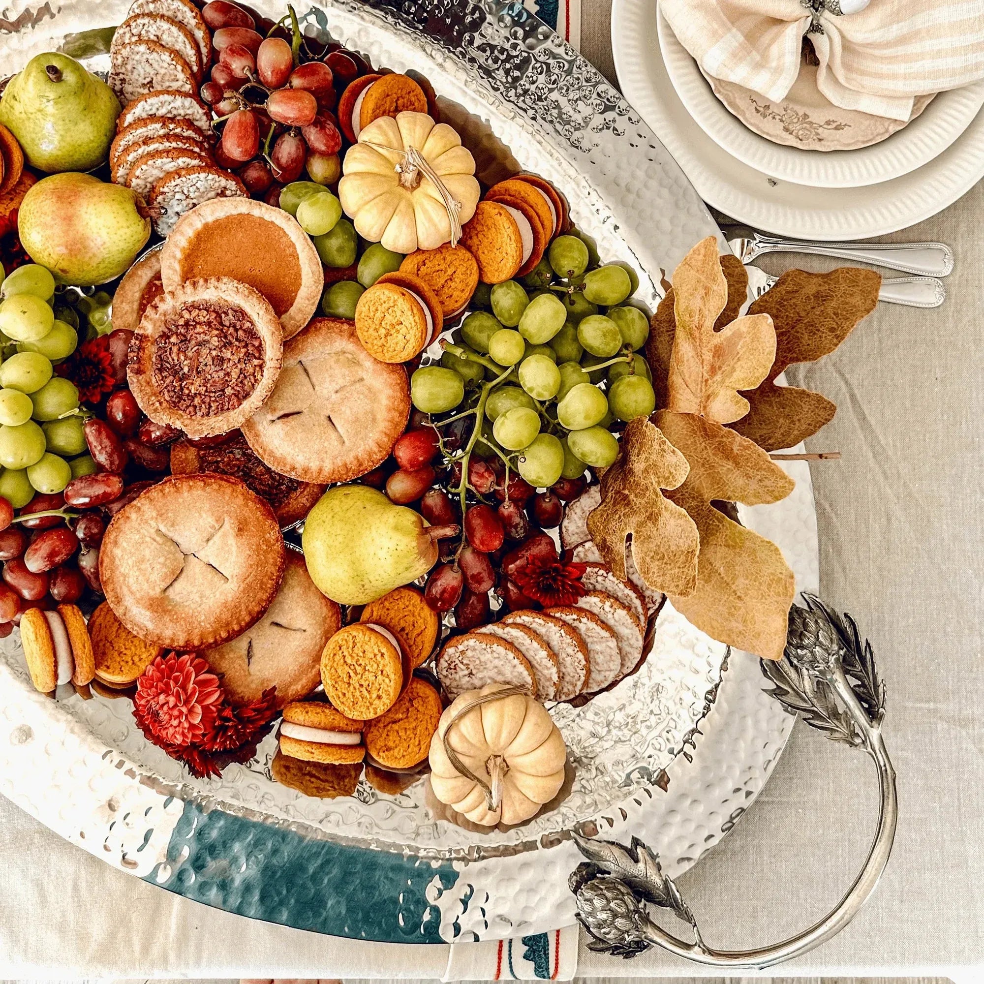 Artichoke Handle Large Steel Serving Tray - The Mayfair Hall