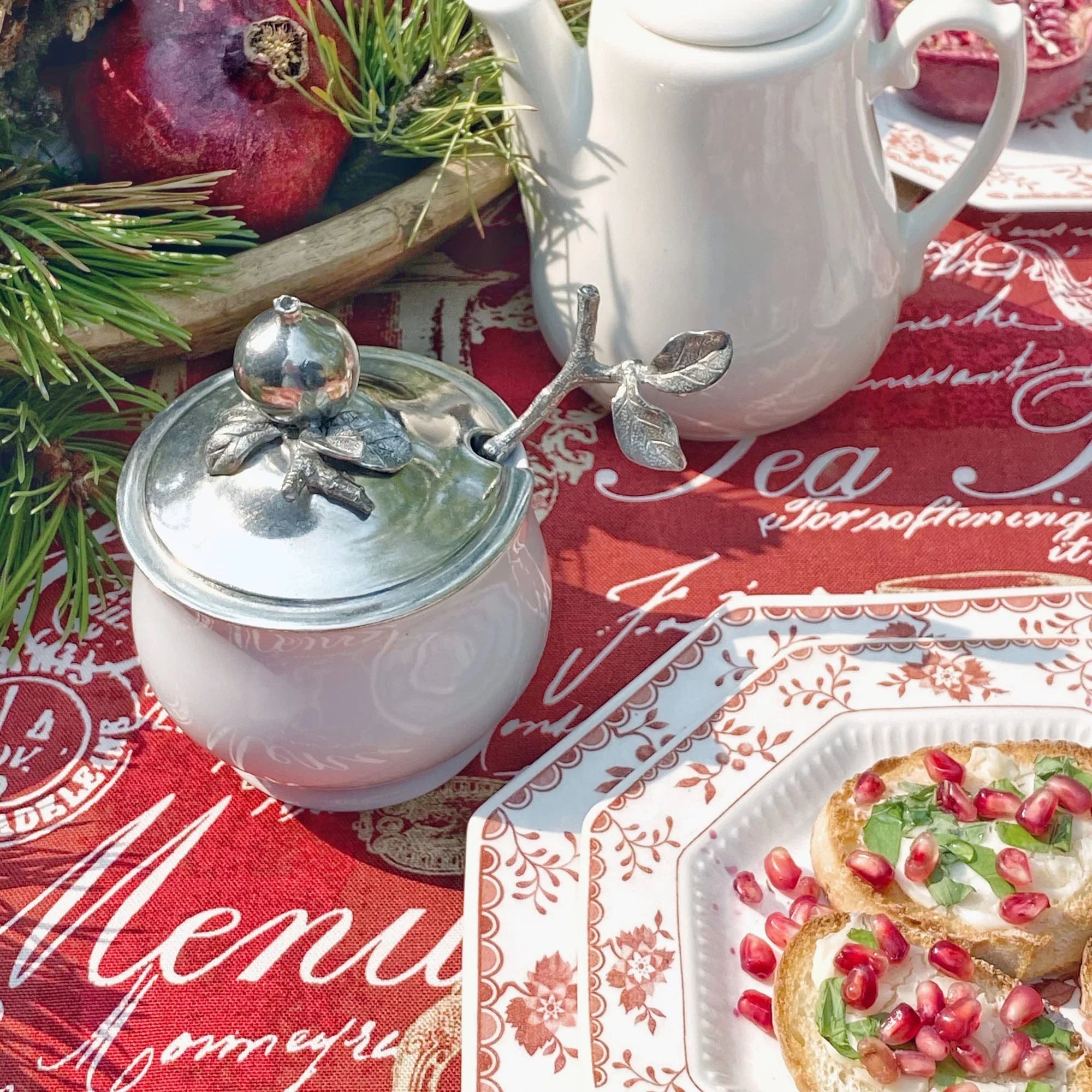 Pomegranate Sugar Bowl and Spoon - The Mayfair Hall
