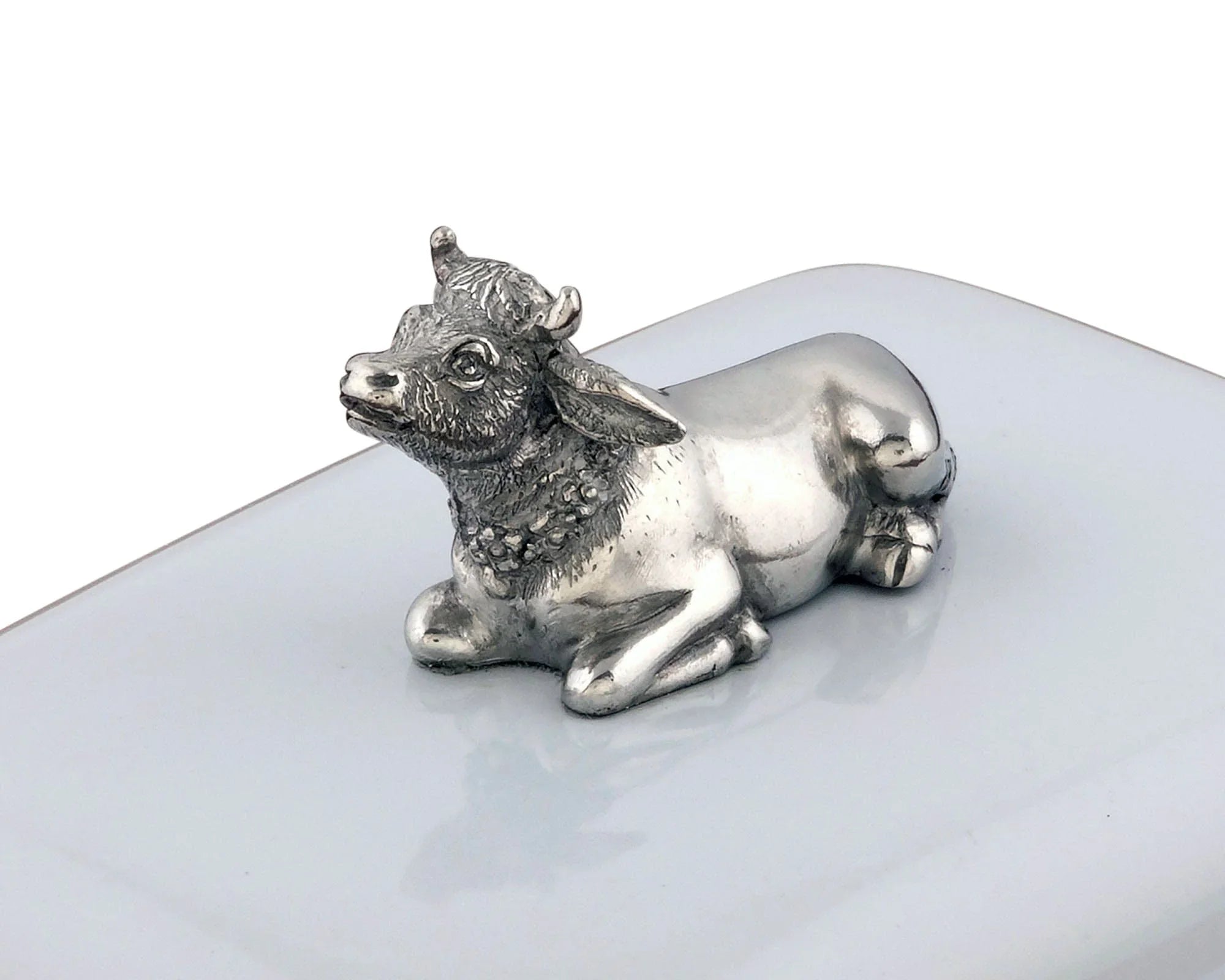Stoneware Butter Dish with Pewter Mabel the Cow - The Mayfair Hall