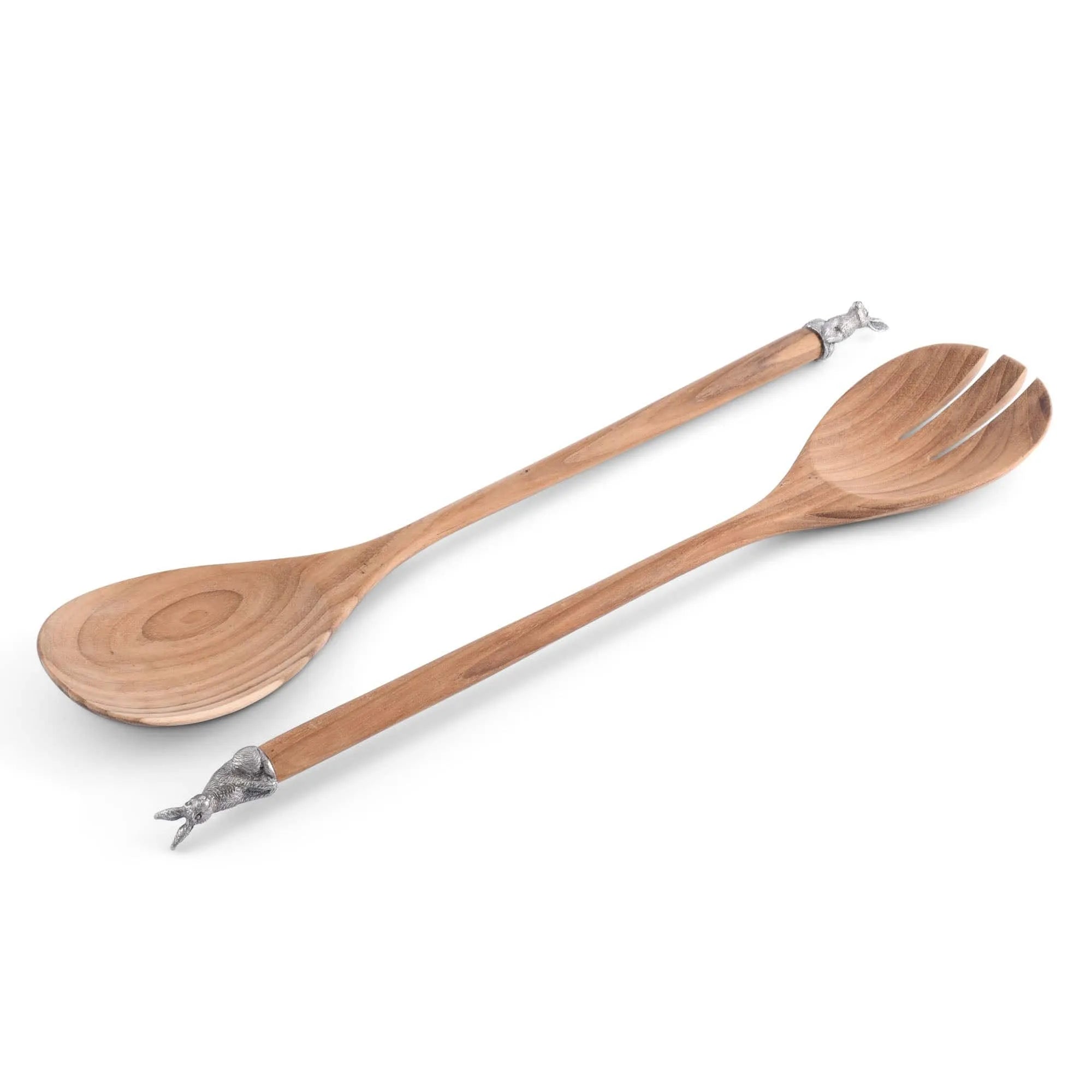 Teak Salad Servings with Pewter Bunny End - The Mayfair Hall