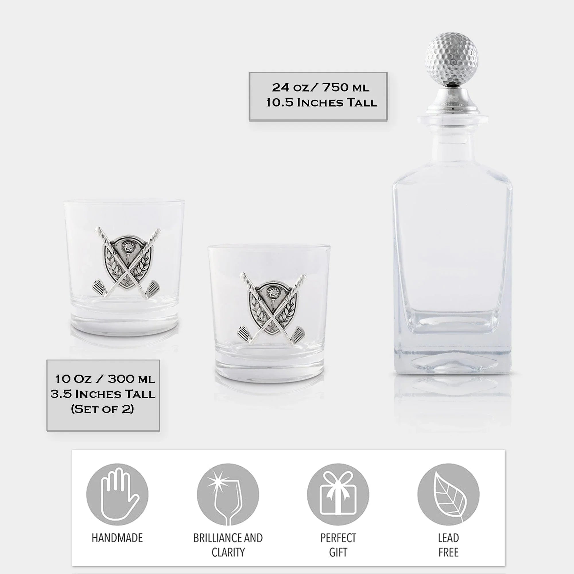 Golf Decanter Set with Pair Glasses - The Mayfair Hall