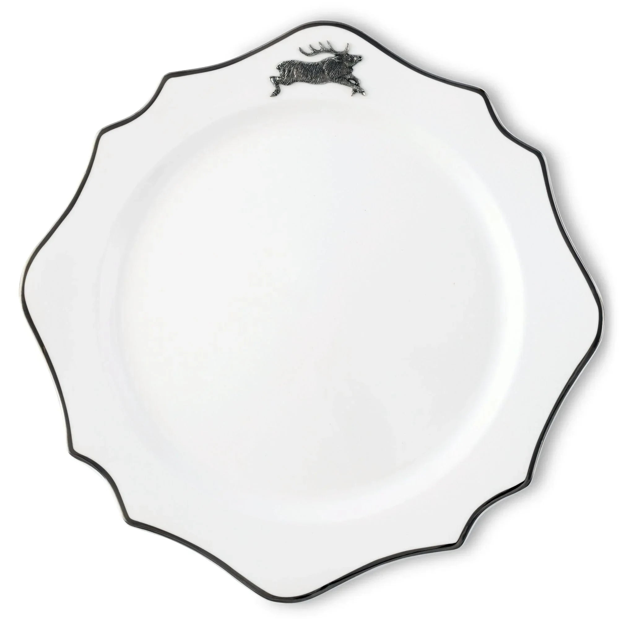 Running Elk Bone China Scallop Charger Platinum Rim - The Mayfair Hall
