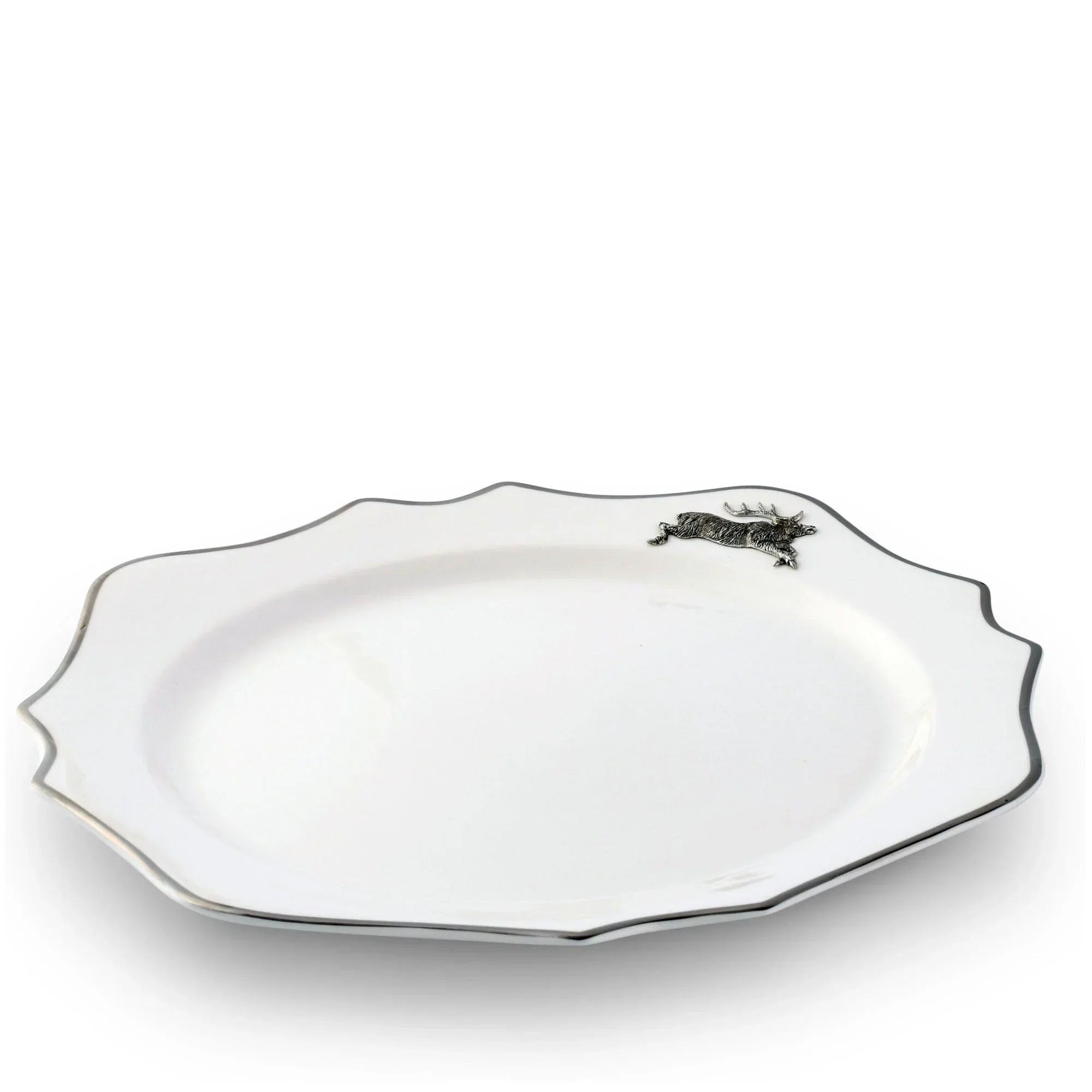 Running Elk Bone China Scallop Charger Platinum Rim - The Mayfair Hall