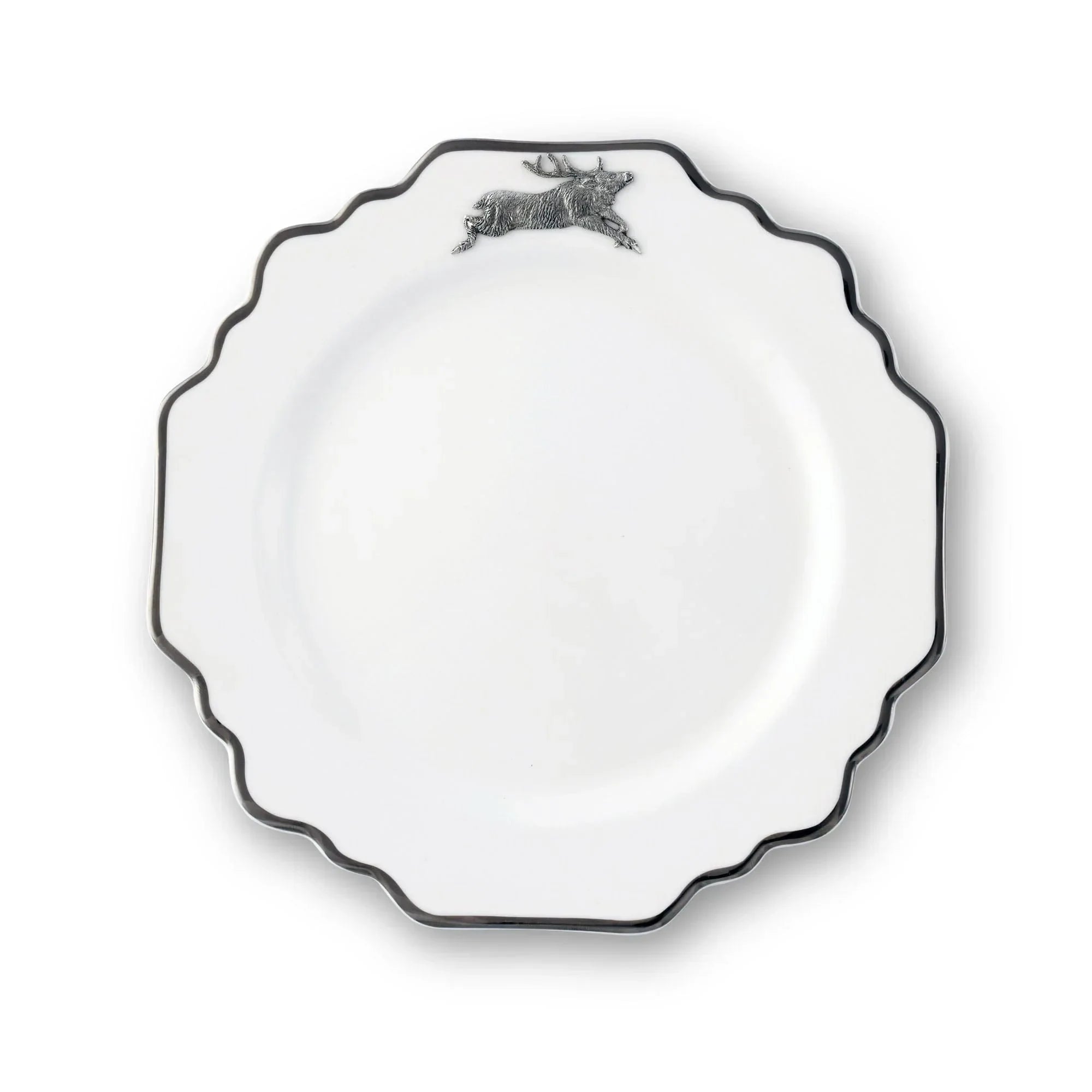 Running Elk Bone China Scallop Salad Plate Platinum Rim - The Mayfair Hall