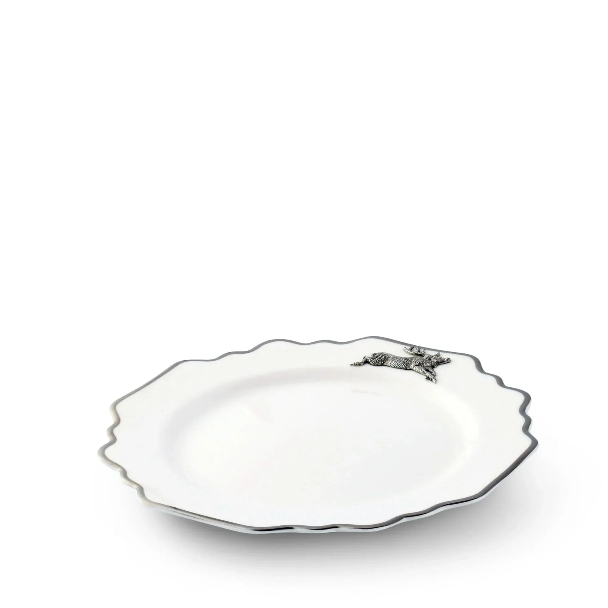 Running Elk Bone China Scallop Salad Plate Platinum Rim - The Mayfair Hall
