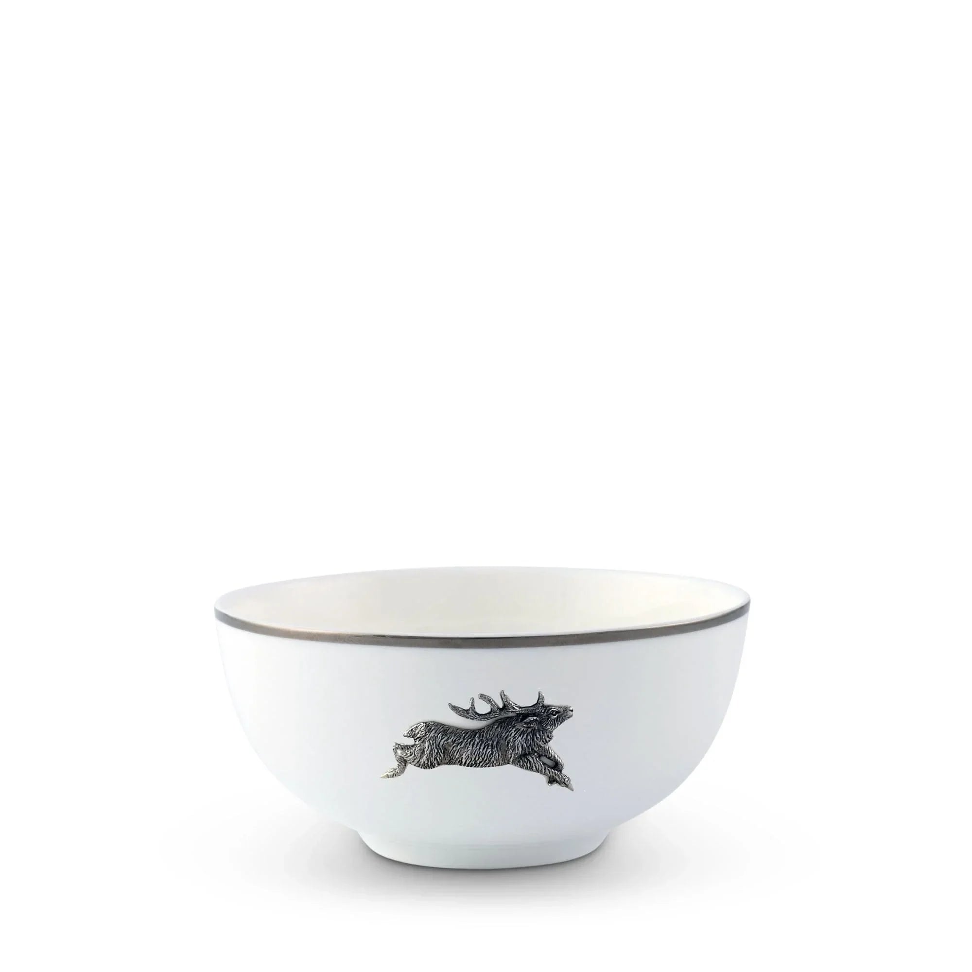 Running Elk Cereal Bowl Bone China Platinum Rim - The Mayfair Hall
