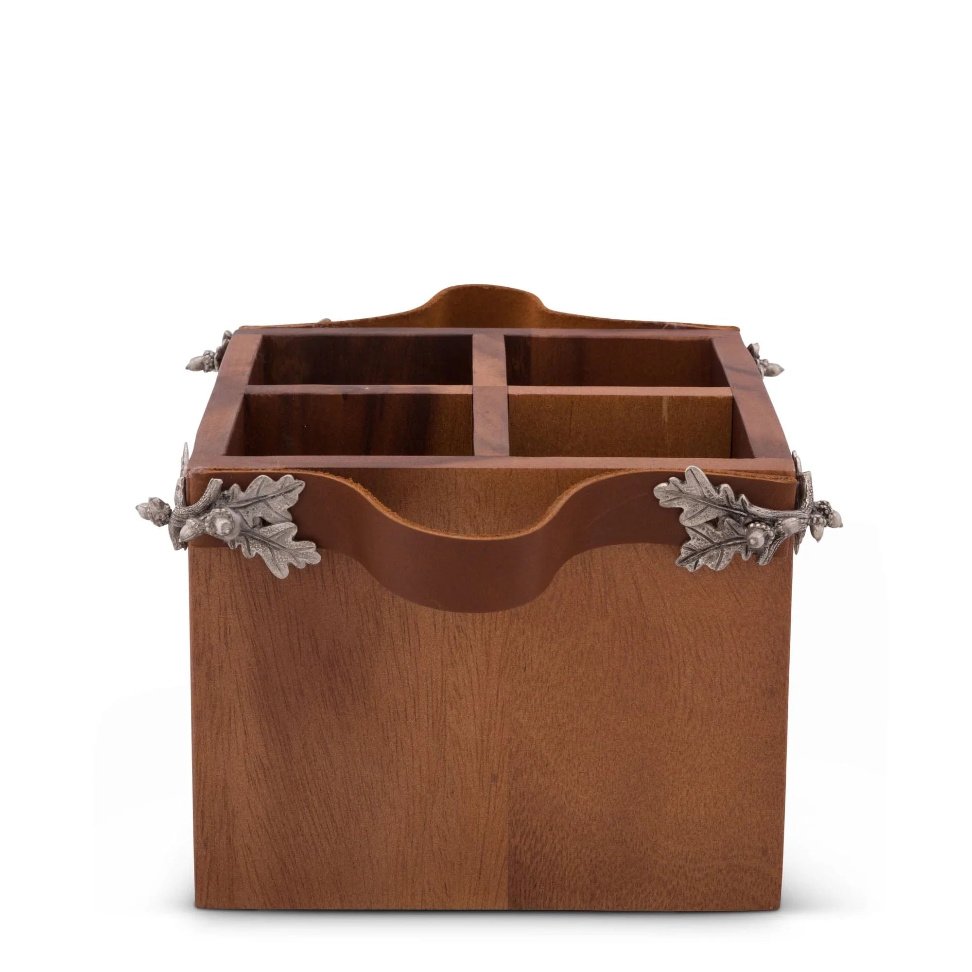 Acorn Oak Leaf Flatware Caddy - Square Box Wood - The Mayfair Hall