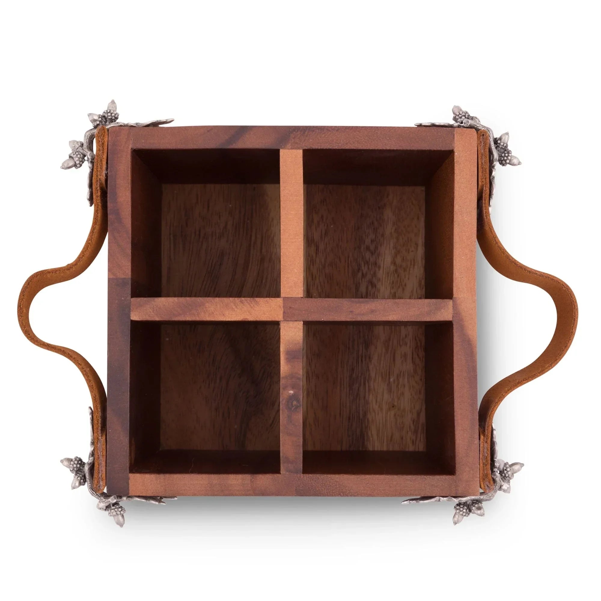 Acorn Oak Leaf Flatware Caddy - Square Box Wood - The Mayfair Hall