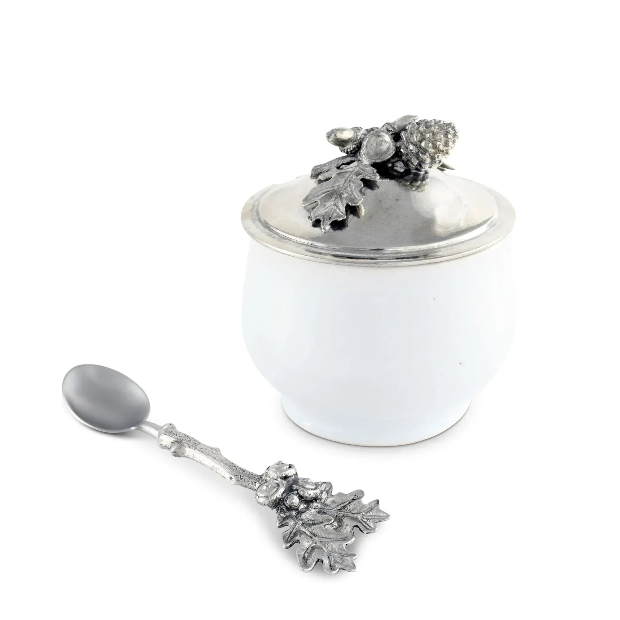 Acorn Oak Leaf Sugar Bowl and Spoon - The Mayfair Hall
