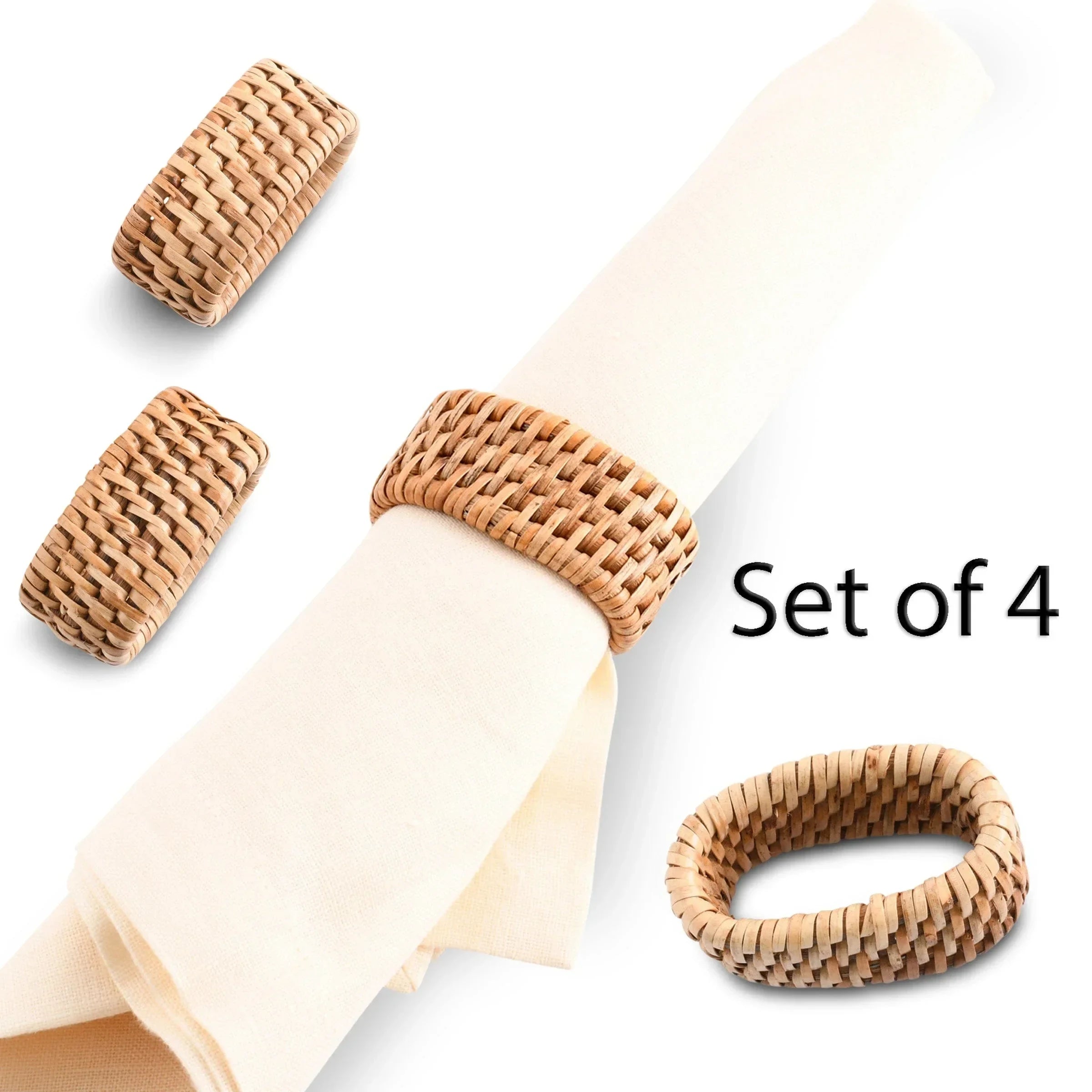 Hand Woven Rattan Napkin Ring - Set of 4 - The Mayfair Hall