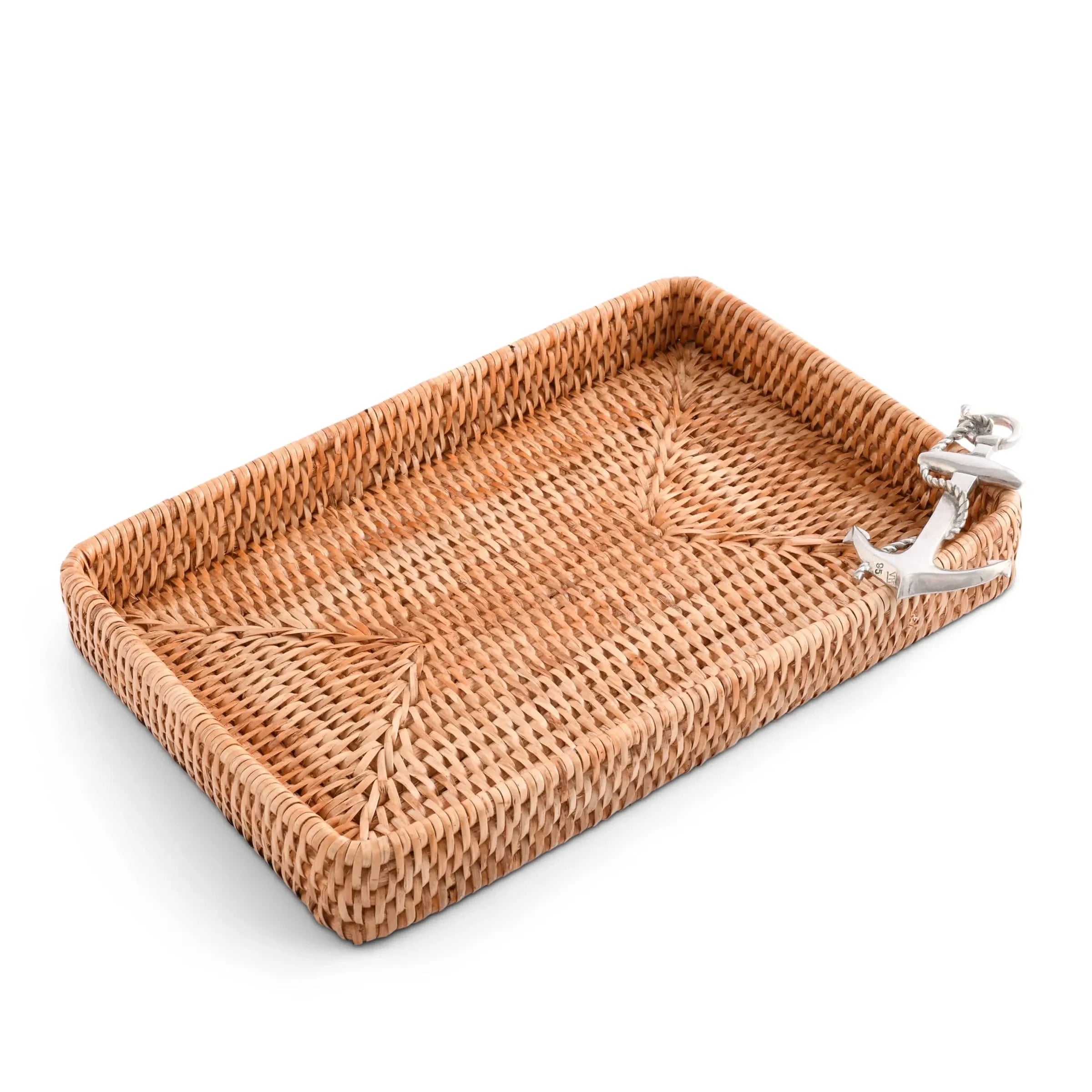 Anchor Catchall Tray Hand Woven Wicker Rattan - The Mayfair Hall