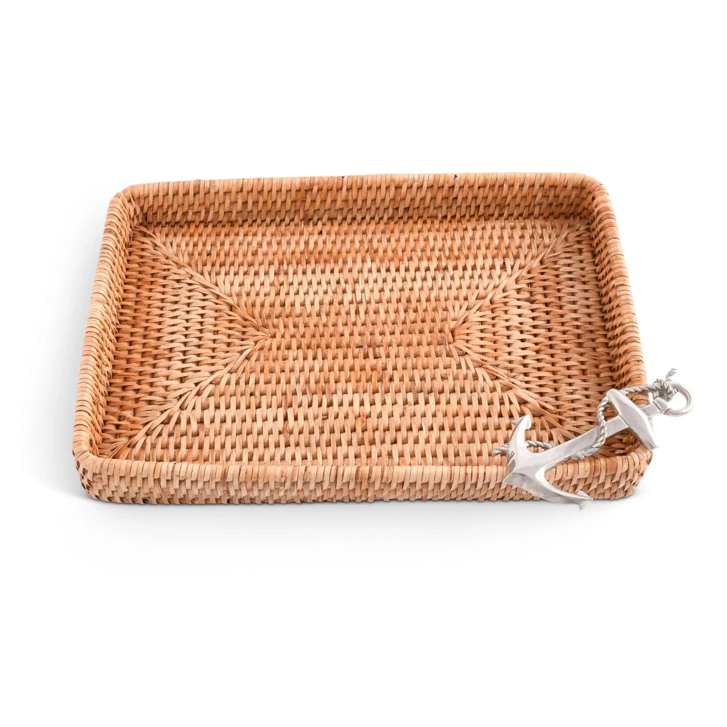 Anchor Catchall Tray Hand Woven Wicker Rattan - The Mayfair Hall