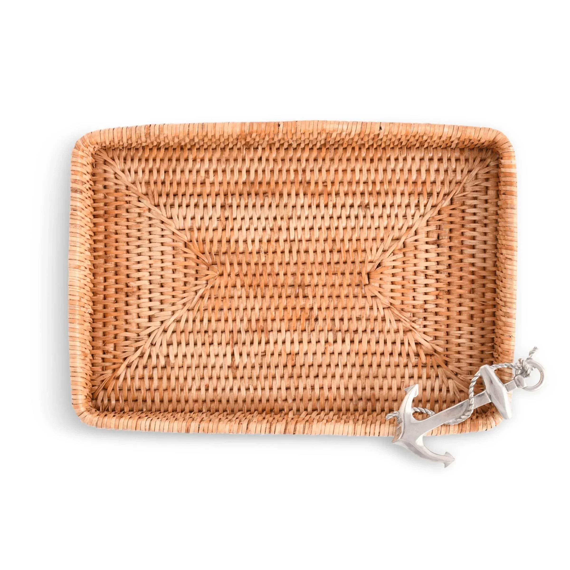 Anchor Catchall Tray Hand Woven Wicker Rattan - The Mayfair Hall