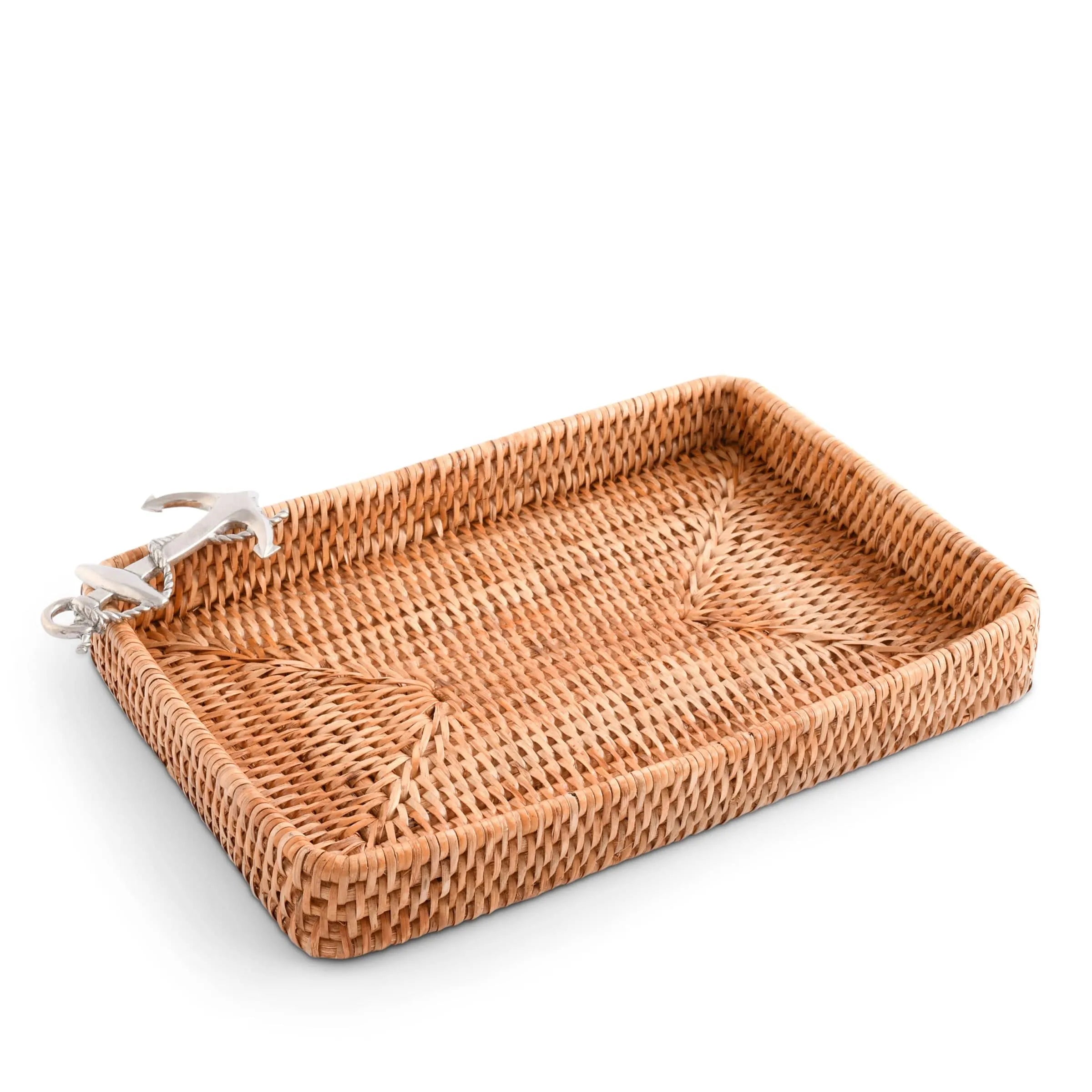 Anchor Catchall Tray Hand Woven Wicker Rattan - The Mayfair Hall