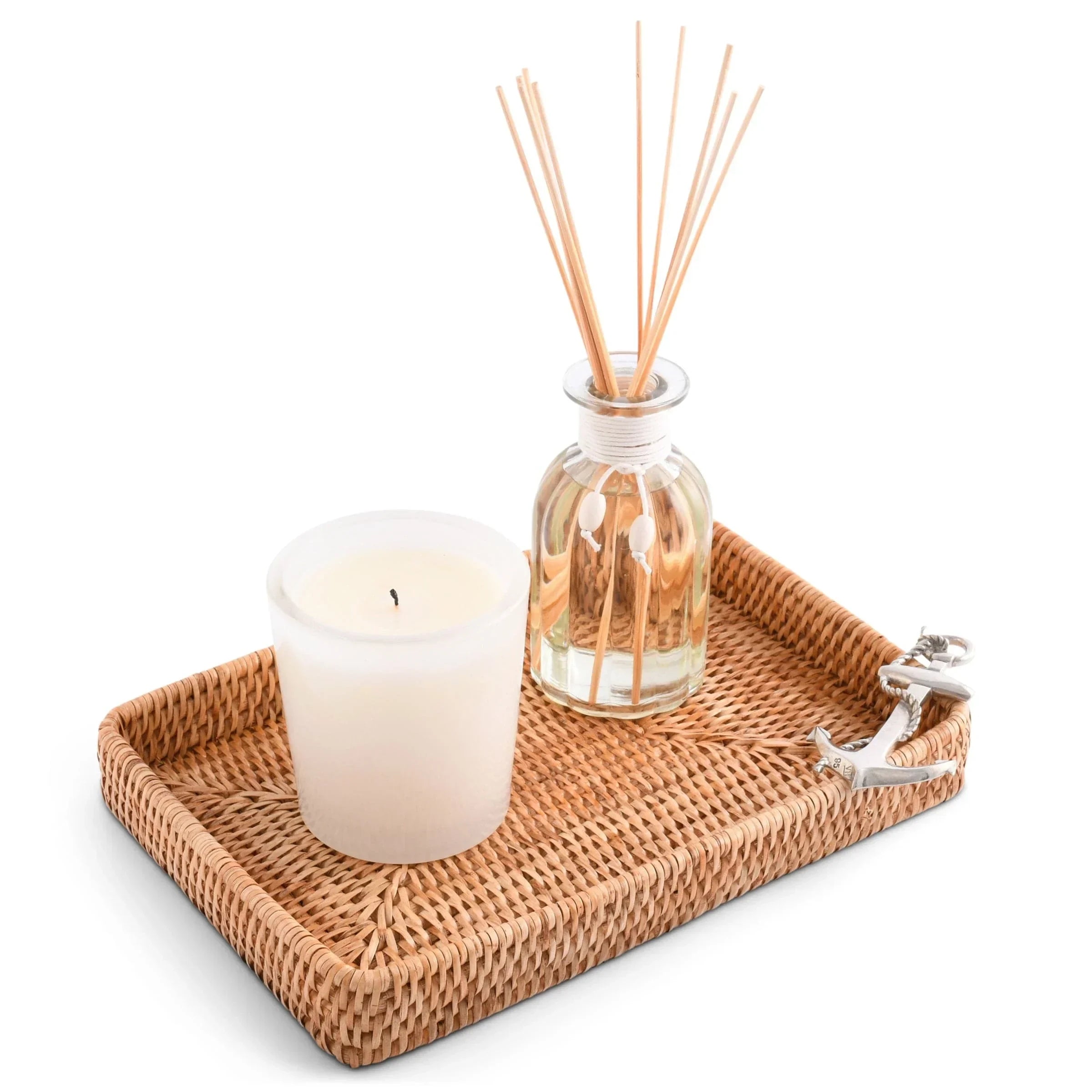 Anchor Catchall Tray Hand Woven Wicker Rattan - The Mayfair Hall