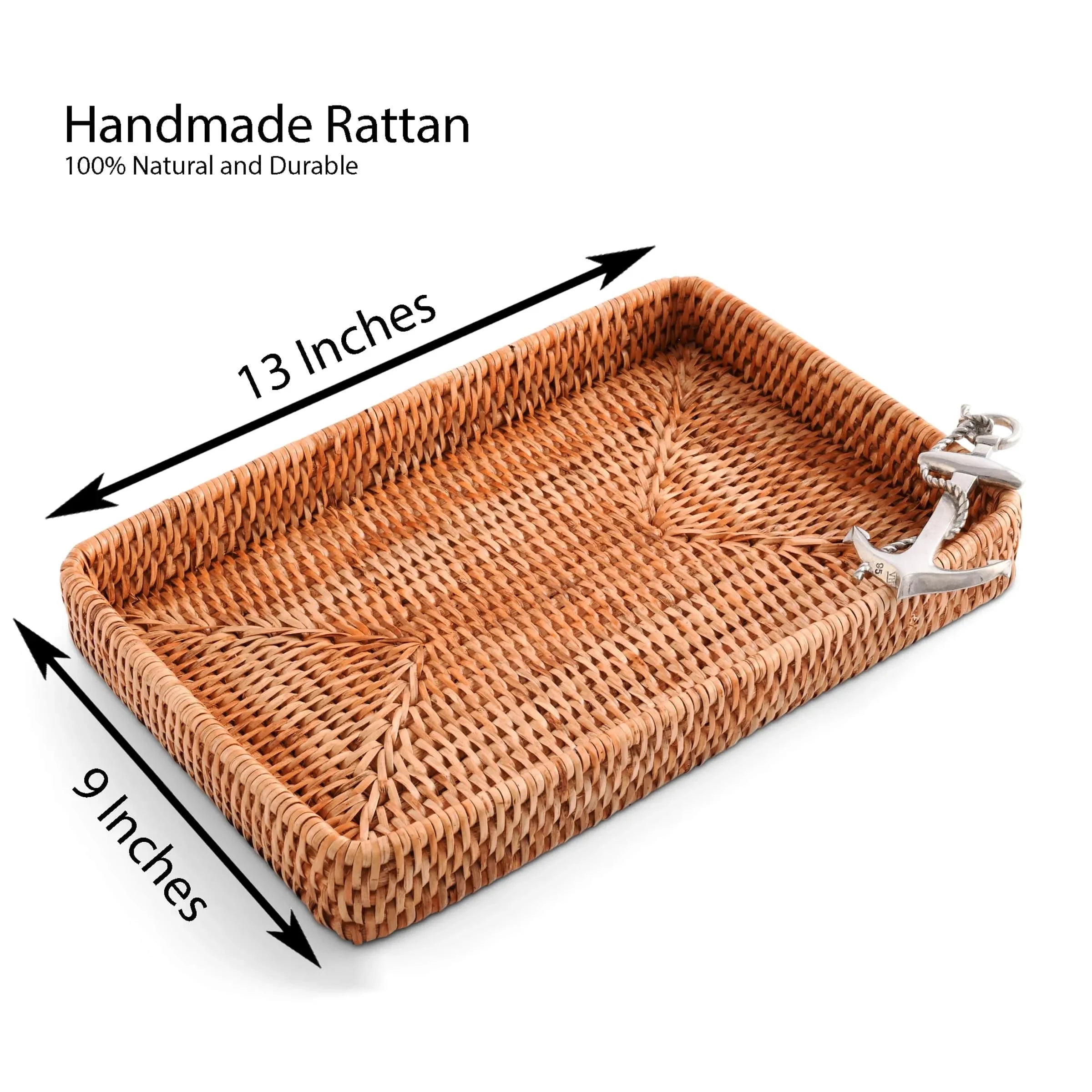 Anchor Catchall Tray Hand Woven Wicker Rattan - The Mayfair Hall