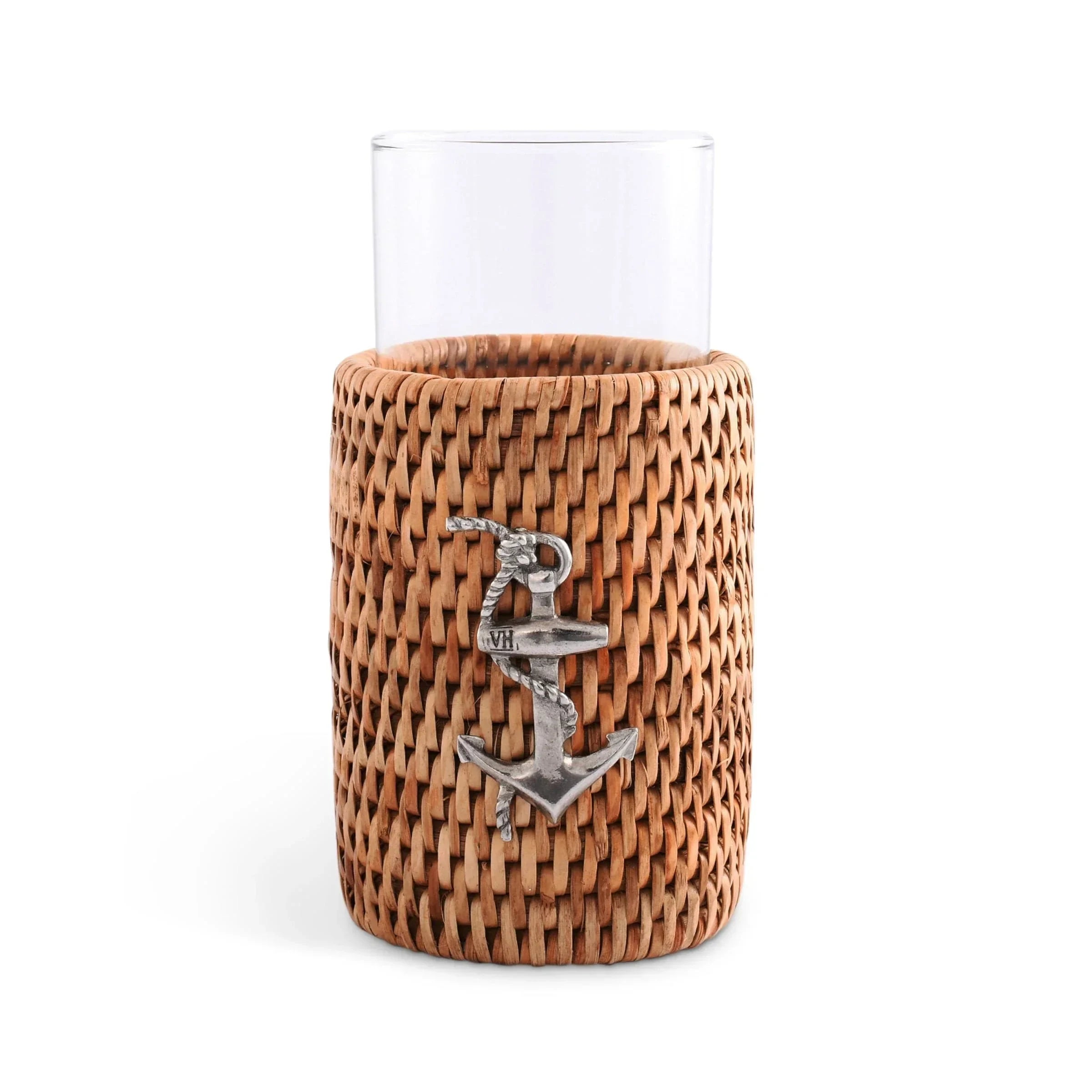Anchor Drinking Glass Covered with Hand Woven Wicker Rattan - Set of 4 - The Mayfair Hall