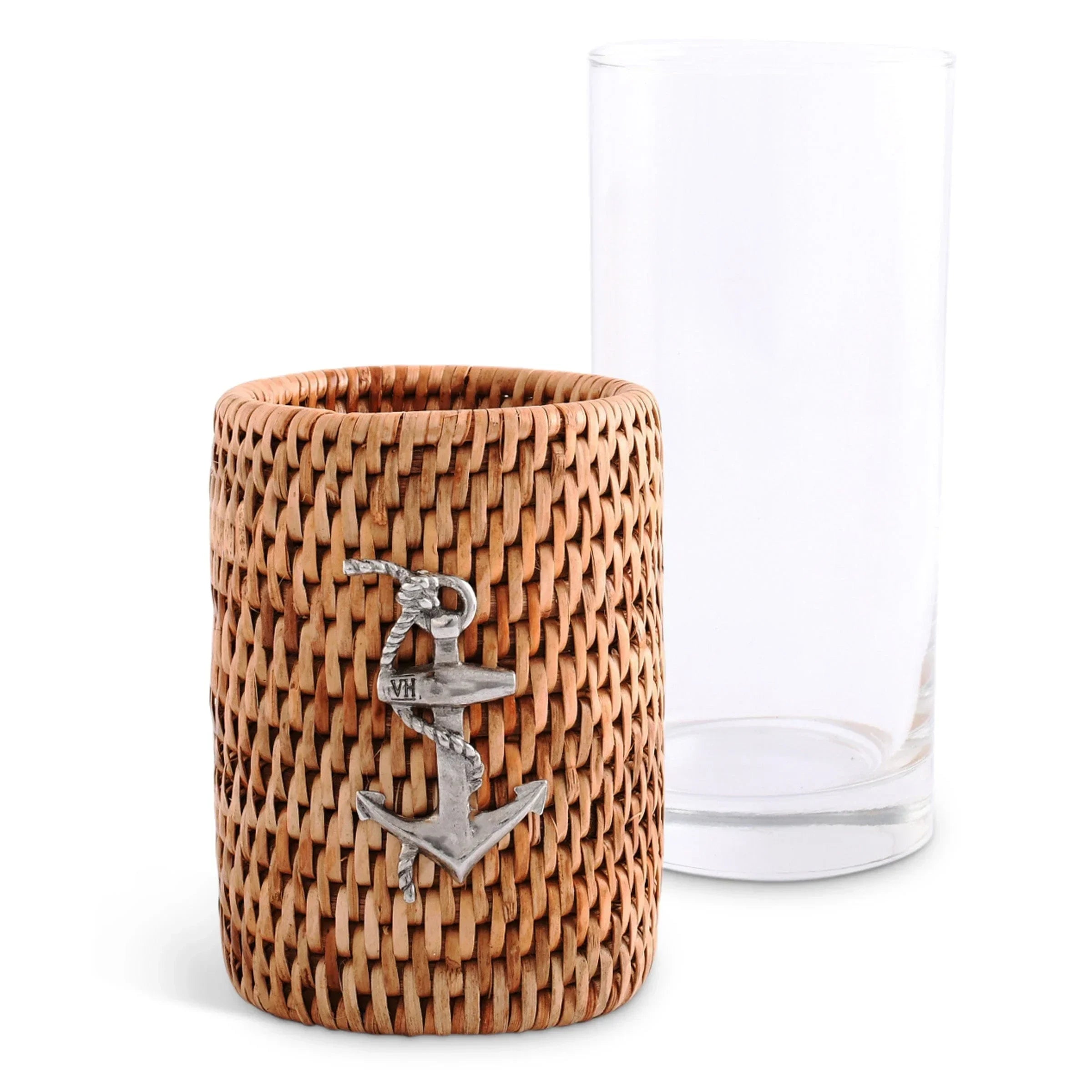 Anchor Drinking Glass Covered with Hand Woven Wicker Rattan - Set of 4 - The Mayfair Hall