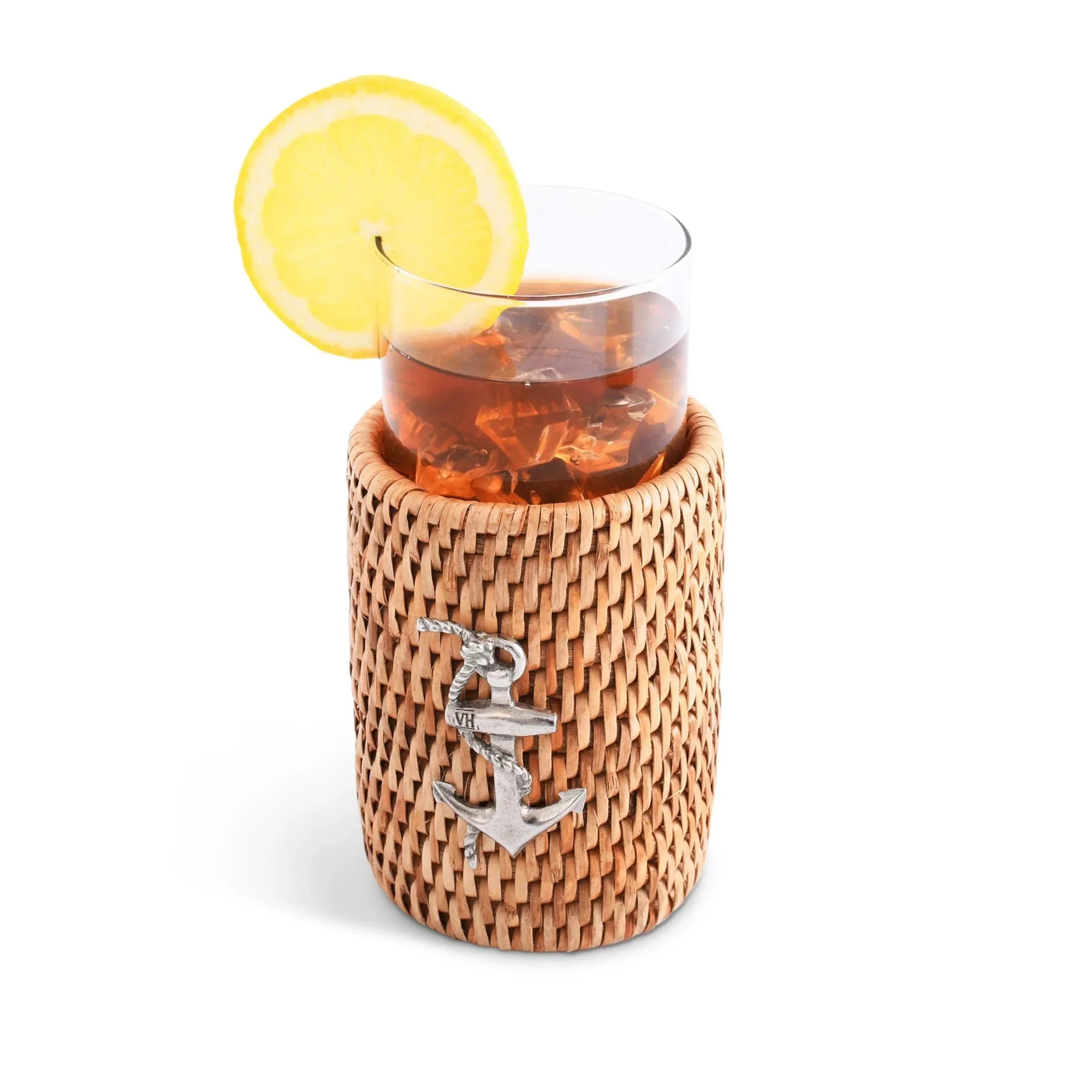 Anchor Drinking Glass Covered with Hand Woven Wicker Rattan - Set of 4 - The Mayfair Hall