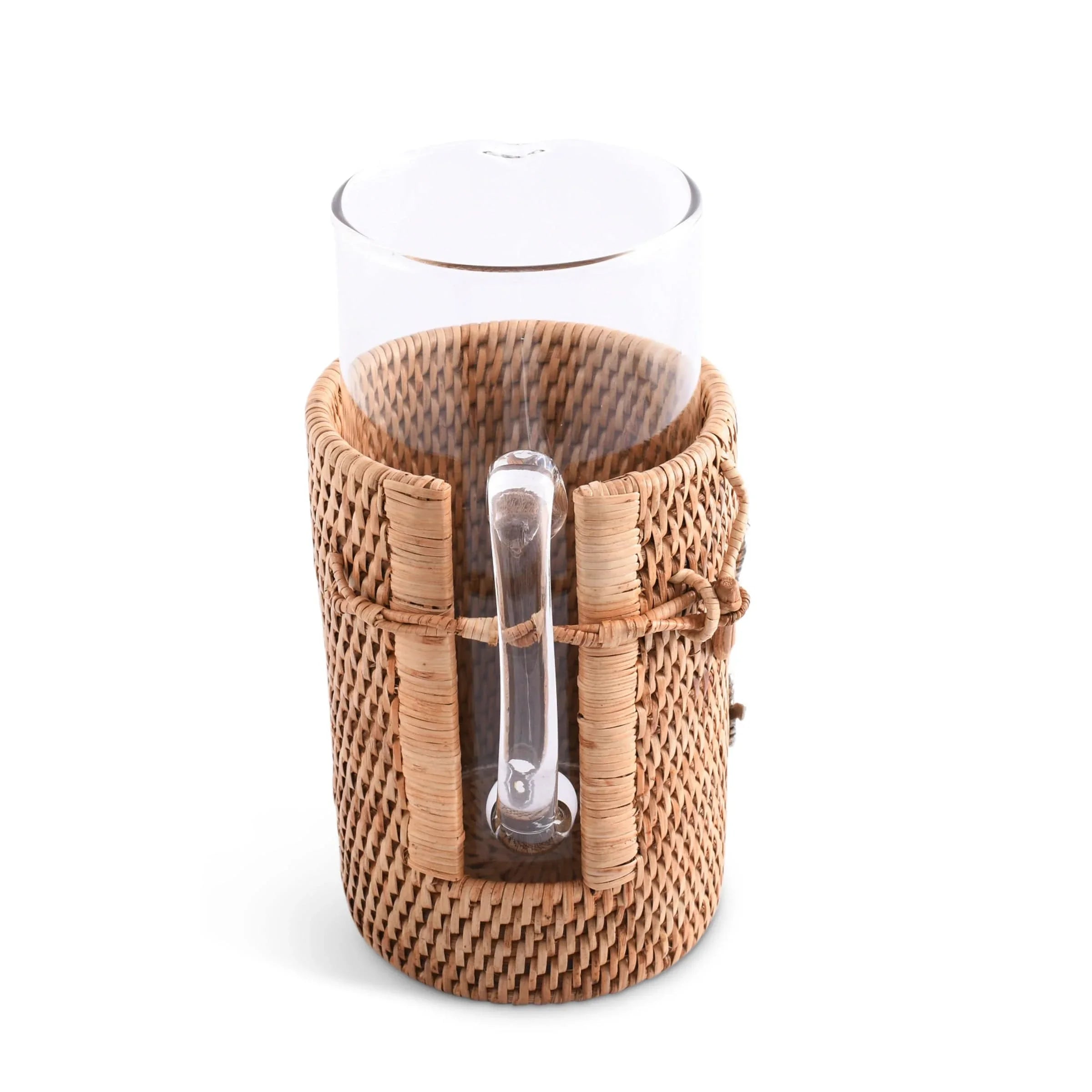 Anchor Glass Pitcher Hand Woven Wicker Natural Rattan Cover - The Mayfair Hall