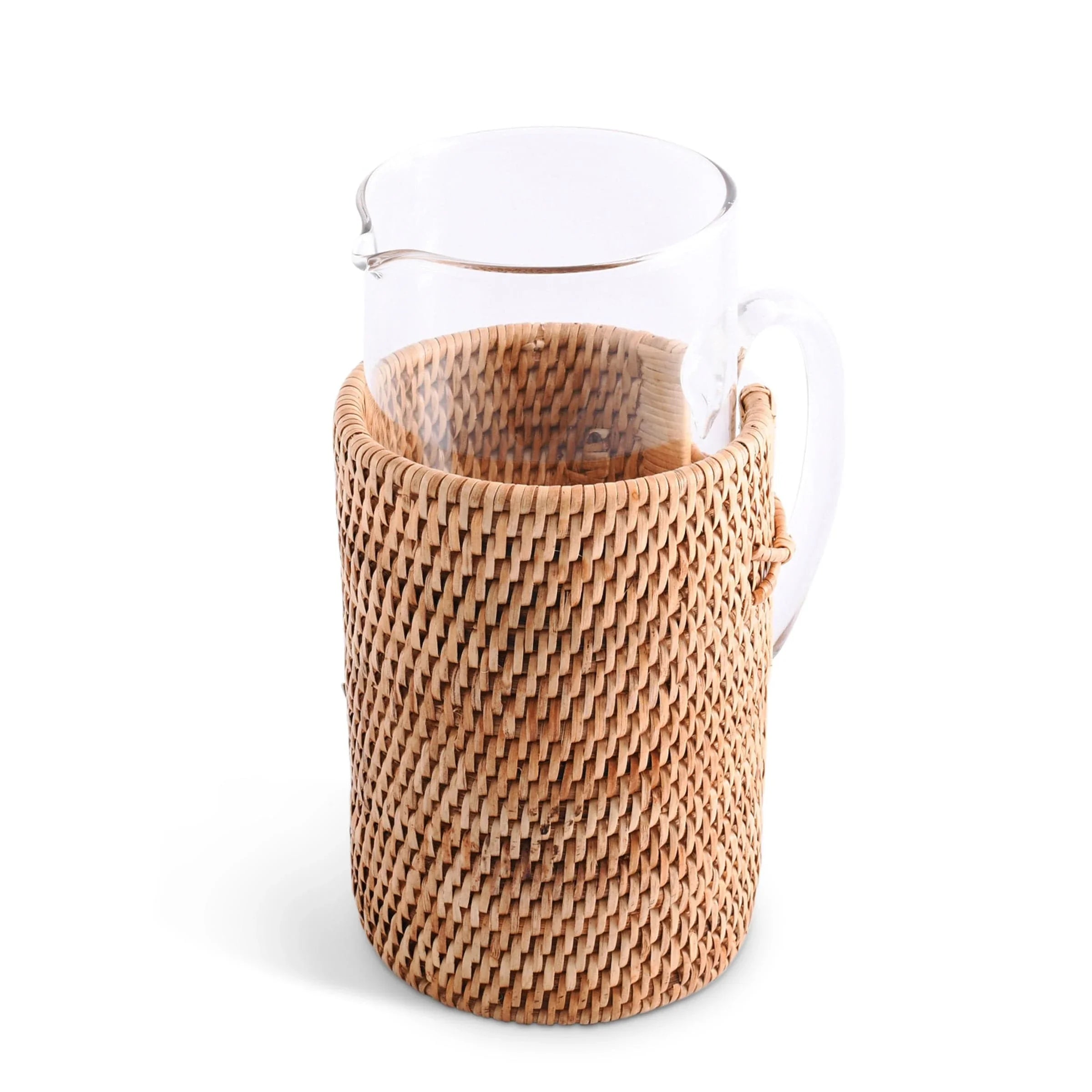 Anchor Glass Pitcher Hand Woven Wicker Natural Rattan Cover - The Mayfair Hall
