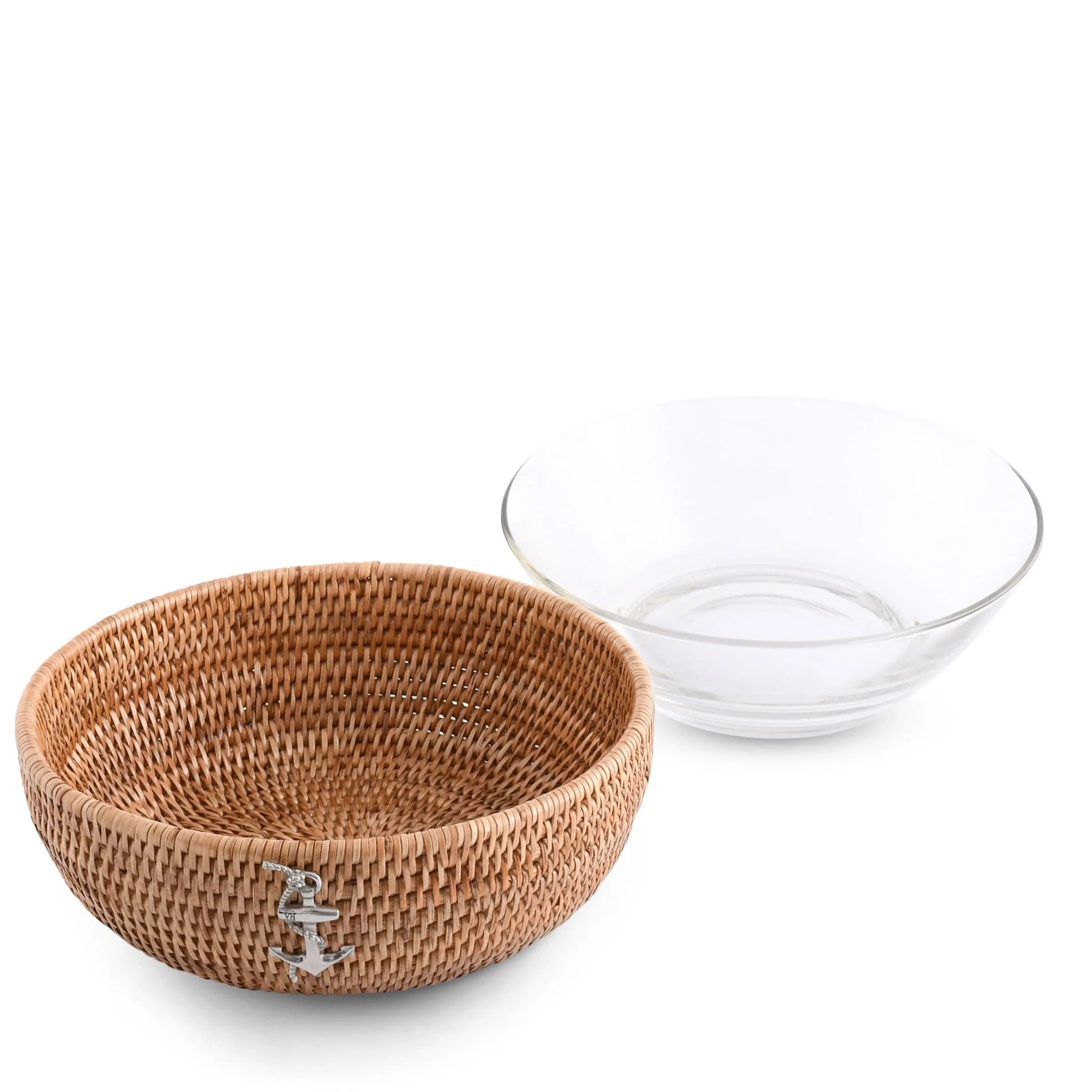 Anchor Hand Woven Wicker Natural Rattan Serving Bowl - The Mayfair Hall